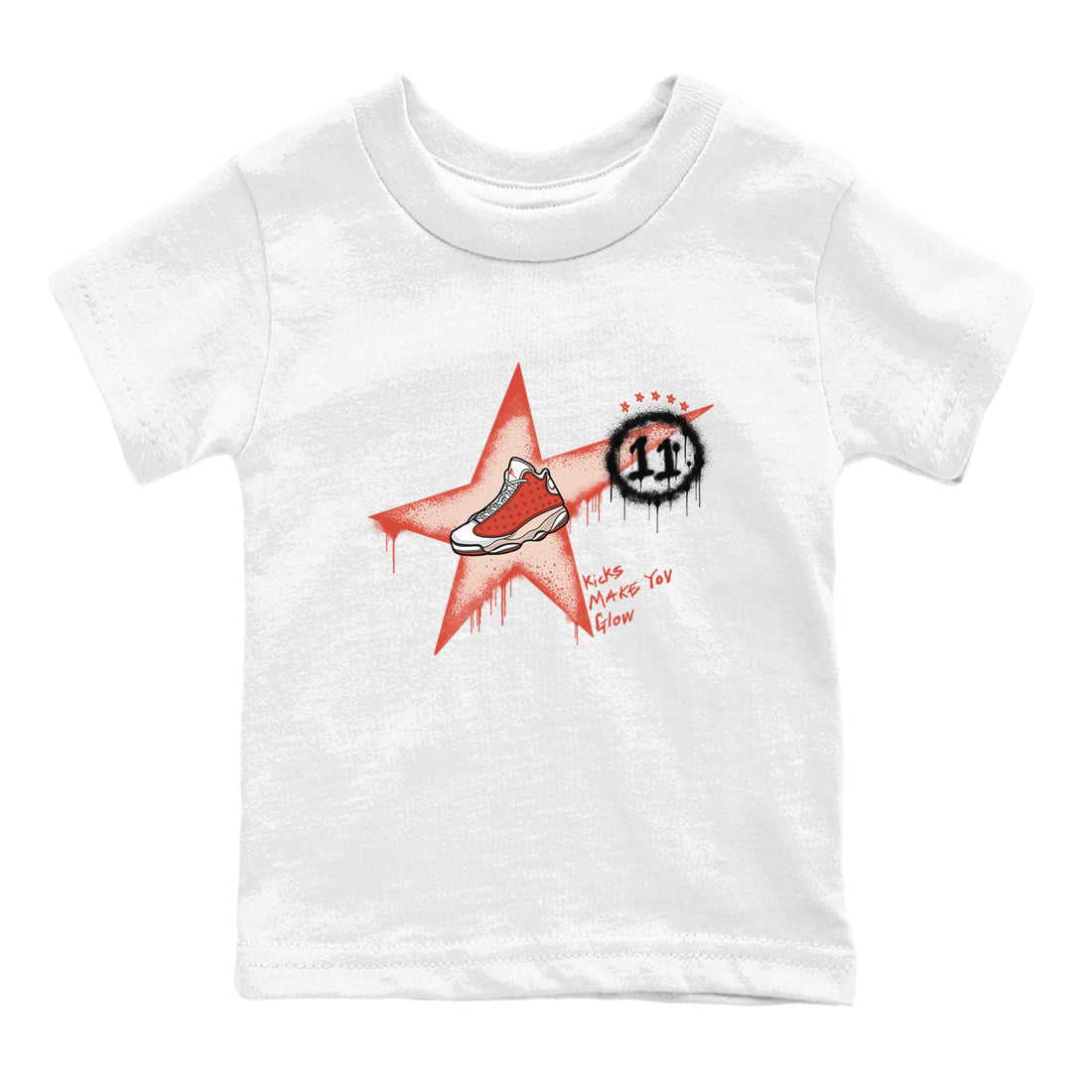 13s Dune Red shirts to match jordans Kicks Make You Glow sneaker match tees Air Jordan 13 Dune Red Drip Gear Zone streetwear brand Baby and Youth White 2 cotton tee