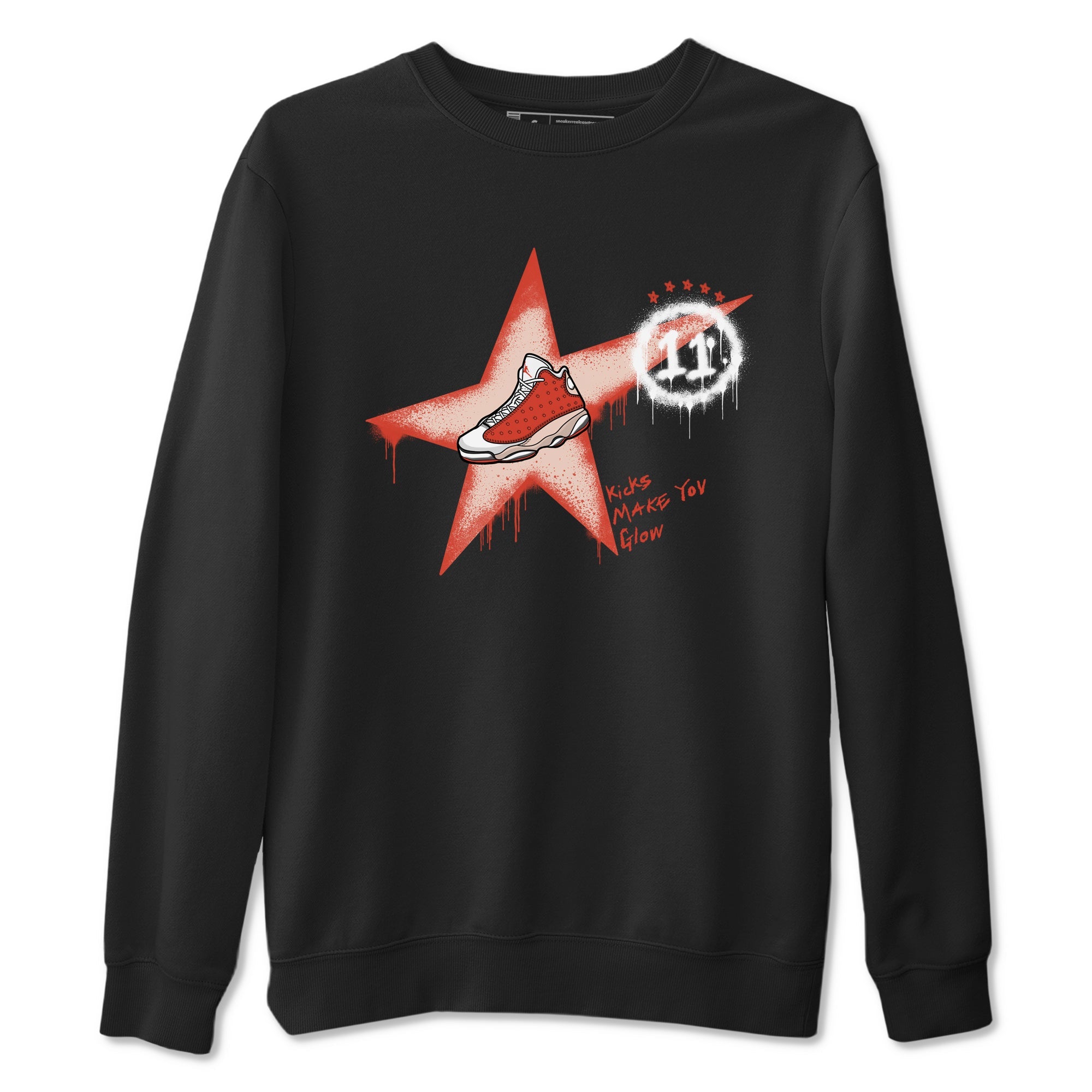 13s Dune Red shirts to match jordans Kicks Make You Glow sneaker match tees Air Jordan 13 Dune Red Drip Gear Zone streetwear brand Black 2 unisex cotton tee