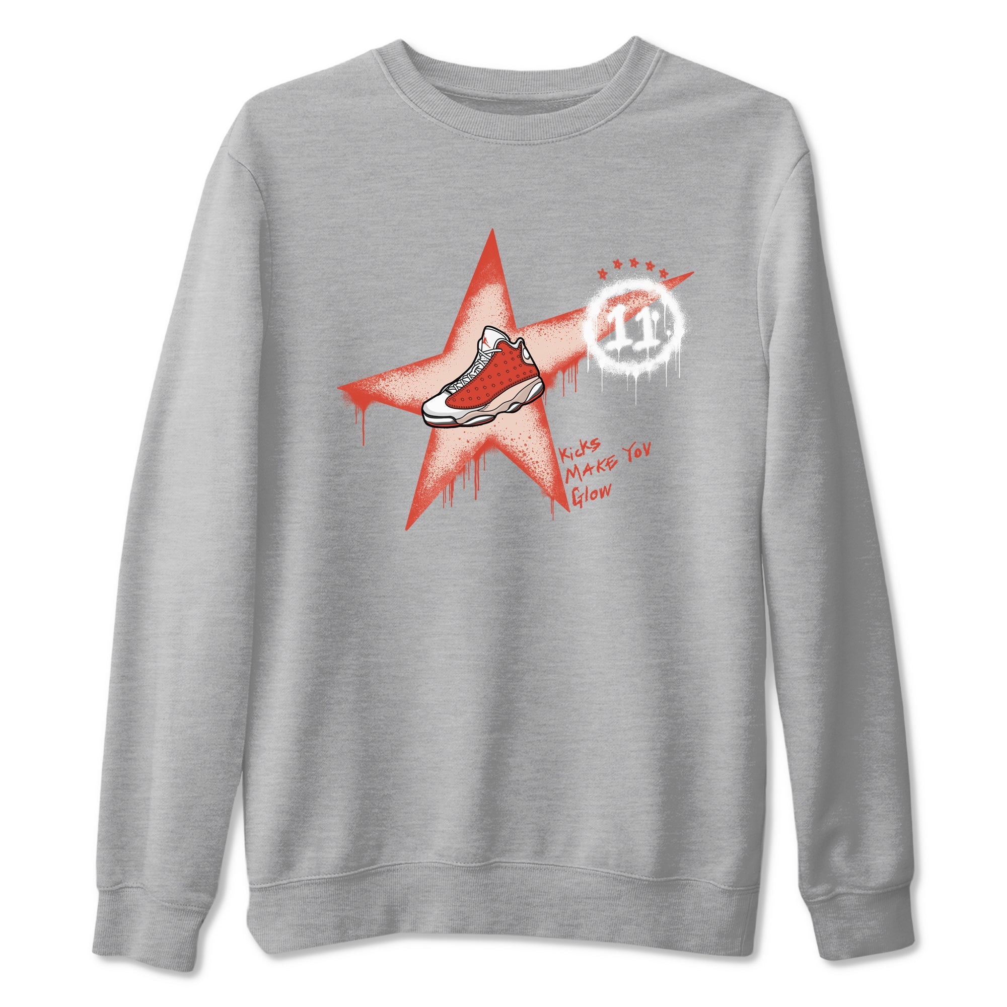 13s Dune Red shirts to match jordans Kicks Make You Glow sneaker match tees Air Jordan 13 Dune Red Drip Gear Zone streetwear brand Heather Grey 2 unisex cotton tee