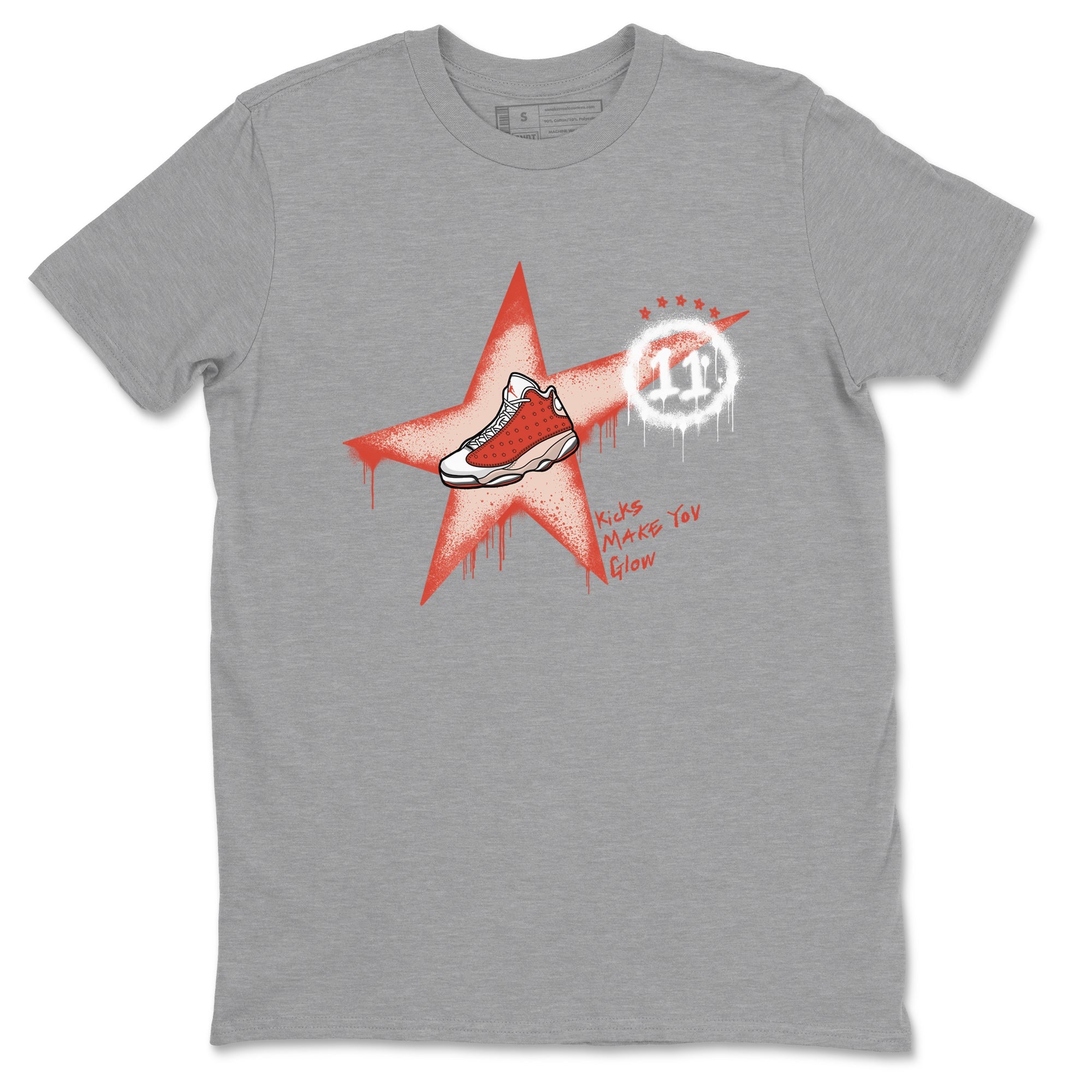 13s Dune Red shirts to match jordans Kicks Make You Glow sneaker match tees Air Jordan 13 Dune Red Drip Gear Zone streetwear brand Heather Grey 2 unisex cotton tee