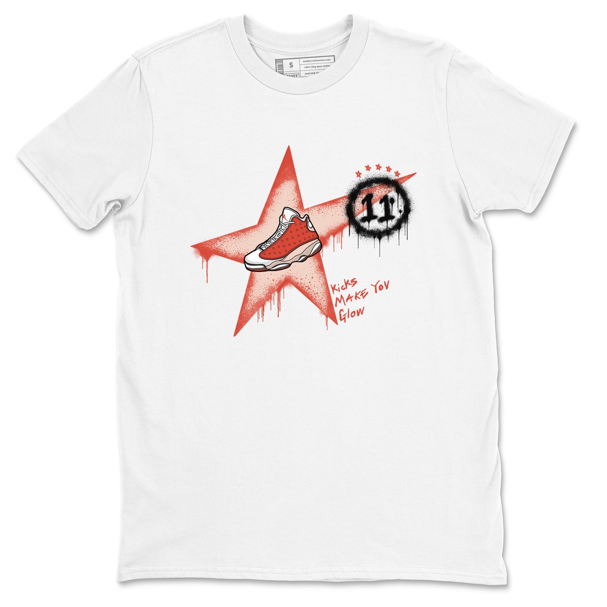 13s Dune Red shirts to match jordans Kicks Make You Glow sneaker match tees Air Jordan 13 Dune Red Drip Gear Zone streetwear brand White 2 unisex cotton tee