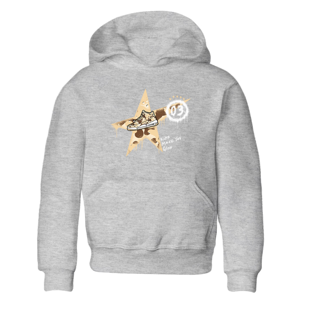 AJ3 Desert Camo shirts to match jordans Kicks Make You Glow sneaker match tees Air Jordan 3 Desert Camo Drip Gear Zone streetwear brand Baby and Youth Heather Grey 2 cotton tee