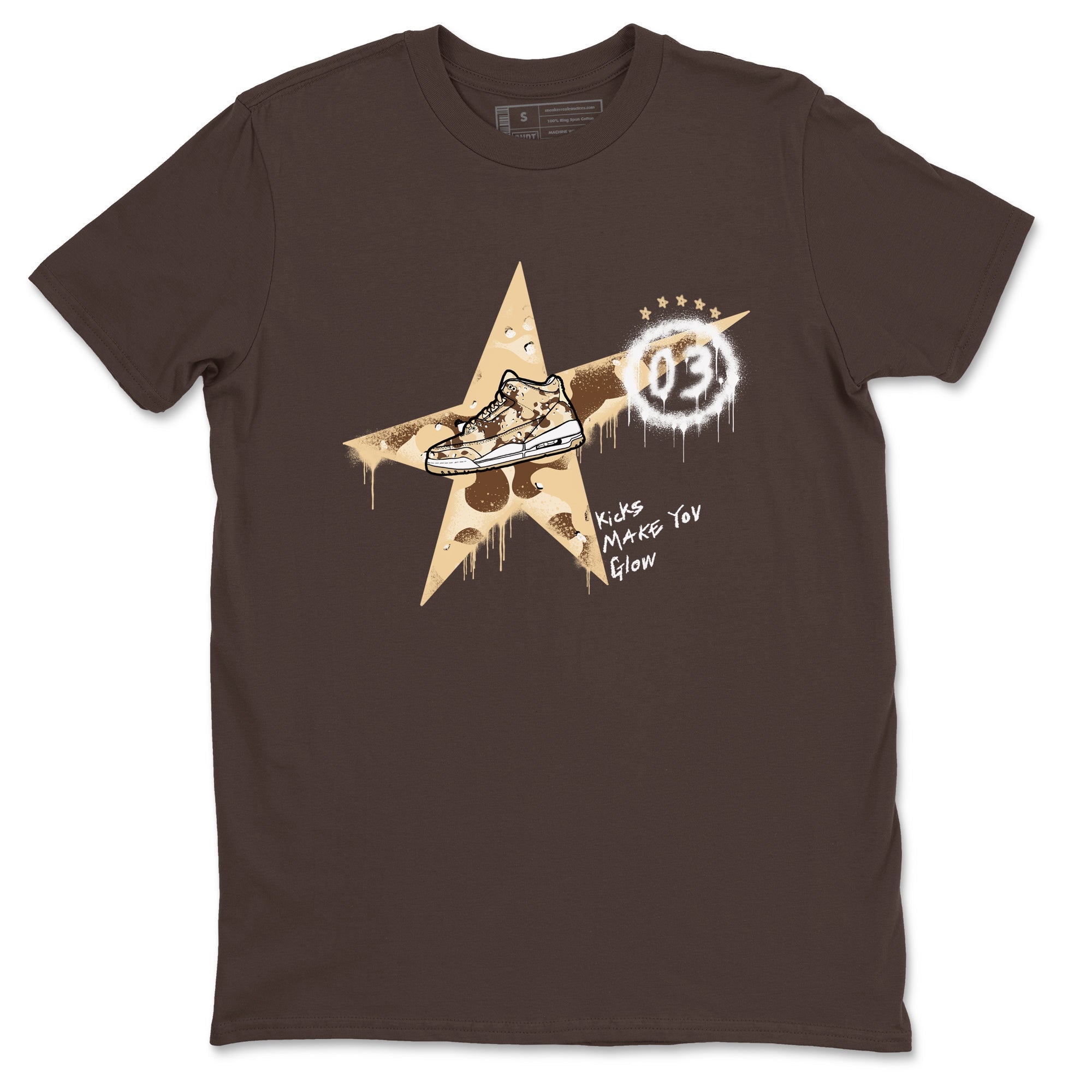 AJ3 Desert Camo shirts to match jordans Kicks Make You Glow sneaker match tees Air Jordan 3 Desert Camo Drip Gear Zone streetwear brand Dark Chocolate 2 unisex cotton tee