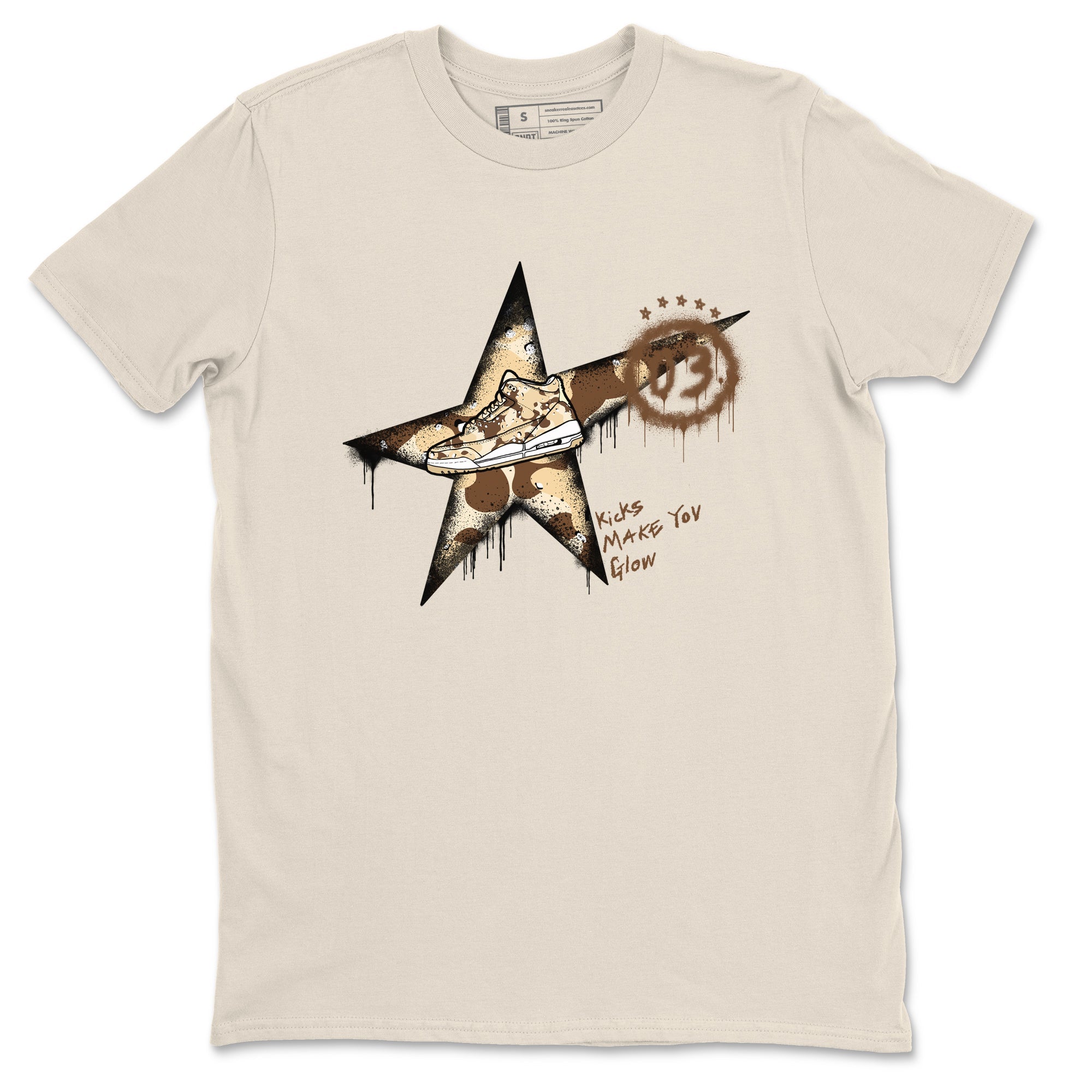 AJ3 Desert Camo shirts to match jordans Kicks Make You Glow sneaker match tees Air Jordan 3 Desert Camo Drip Gear Zone streetwear brand Natural 2 unisex cotton tee