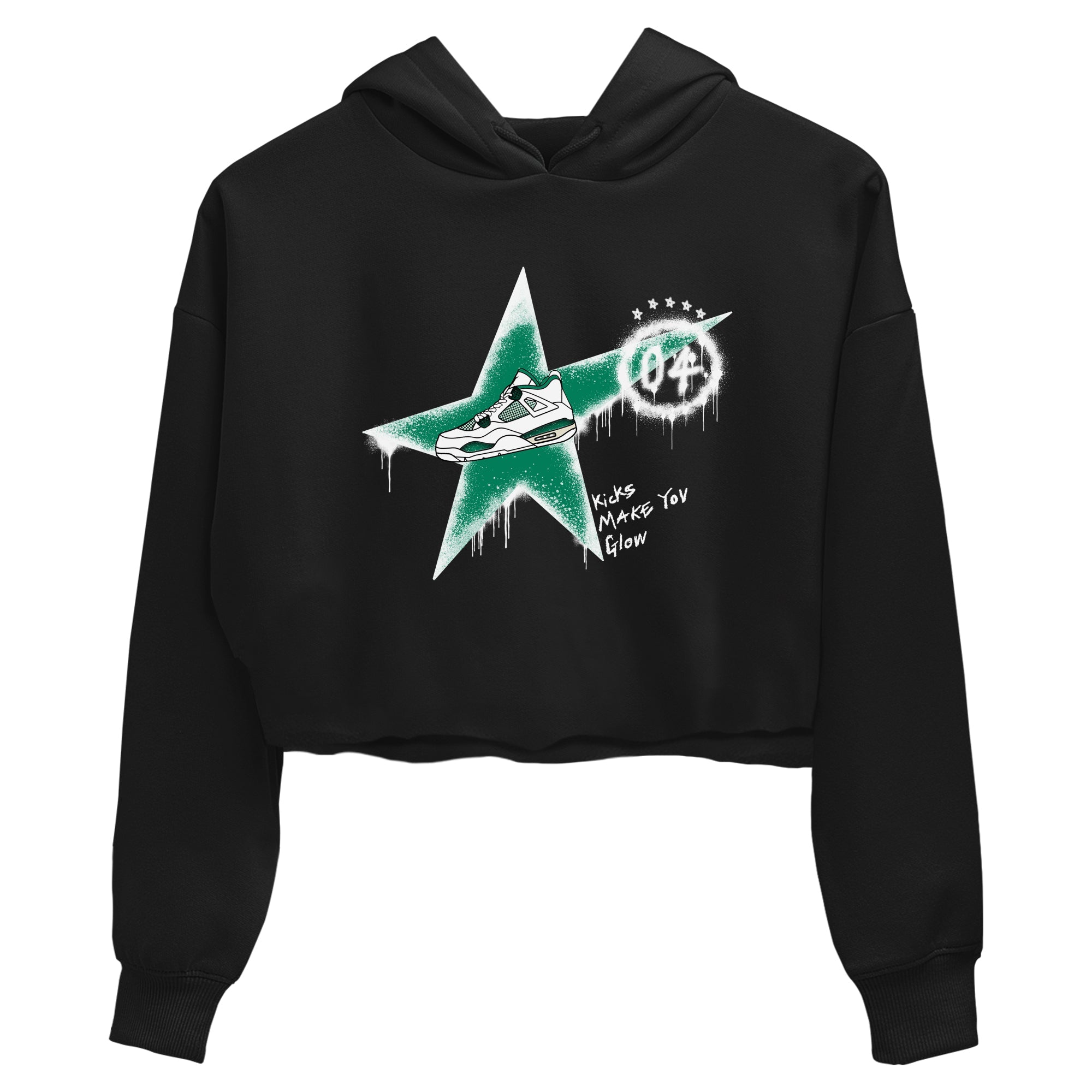 4s Oxidized Green shirts to match jordans Kicks Make You Glow sneaker match tees Air Jordan 4 Oxidized Green Drip Gear Zone streetwear brand Black 2 crop tee