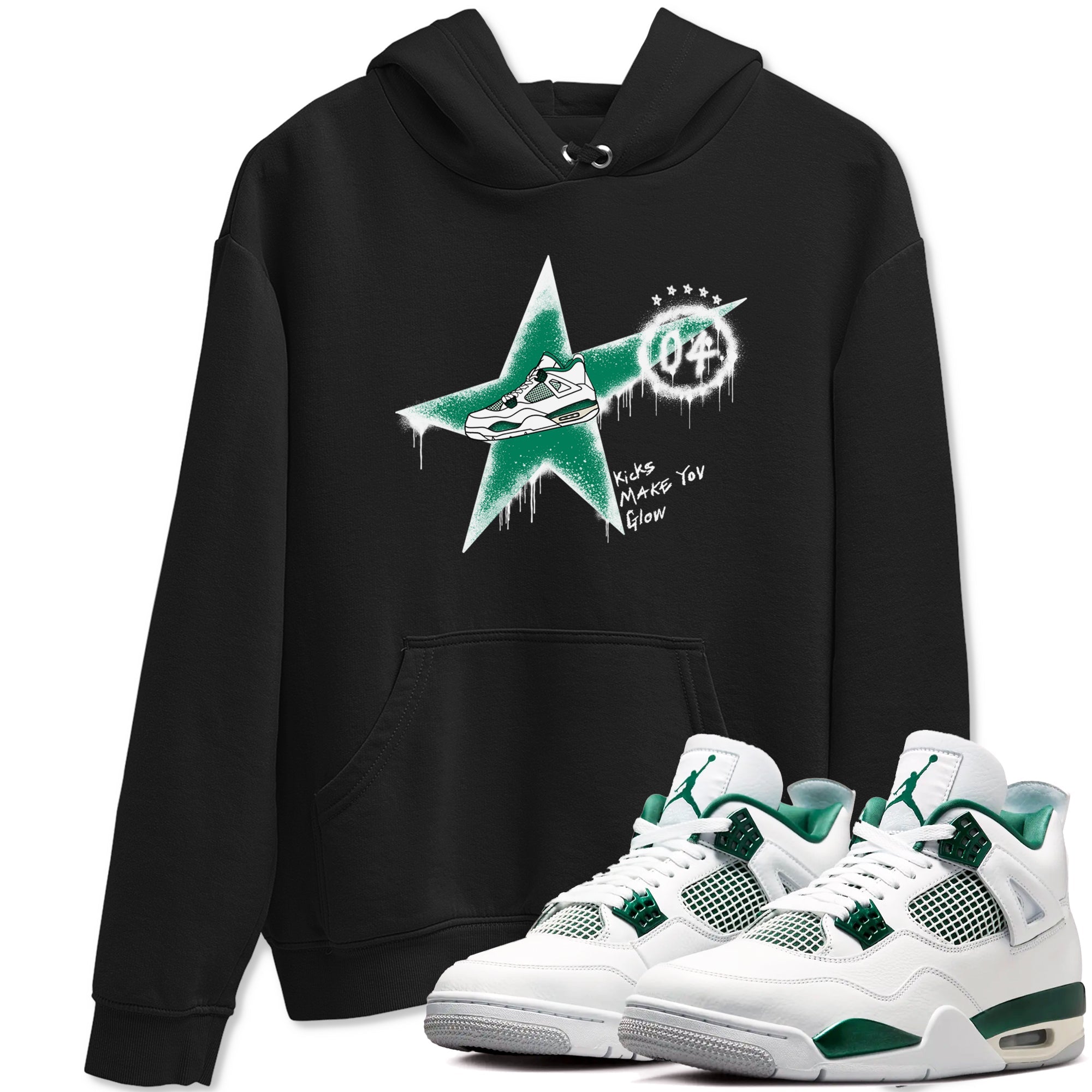 4s Oxidized Green shirts to match jordans Kicks Make You Glow sneaker match tees Air Jordan 4 Oxidized Green Drip Gear Zone streetwear brand Black 1 unisex cotton tee