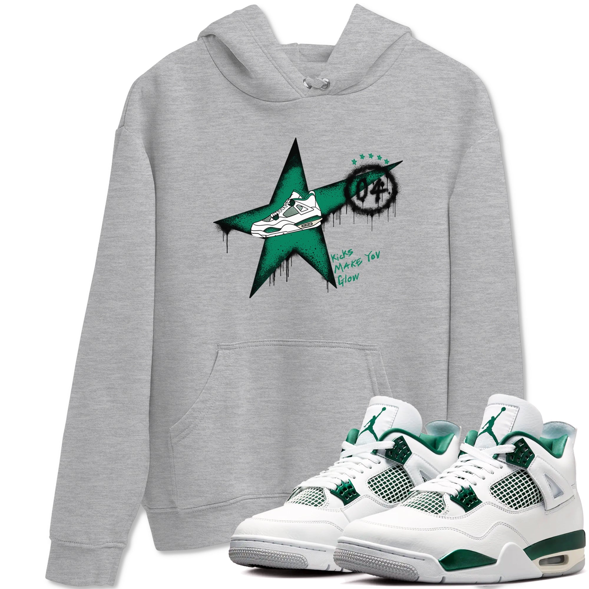 4s Oxidized Green shirts to match jordans Kicks Make You Glow sneaker match tees Air Jordan 4 Oxidized Green Drip Gear Zone streetwear brand Heather Grey 1 unisex cotton tee