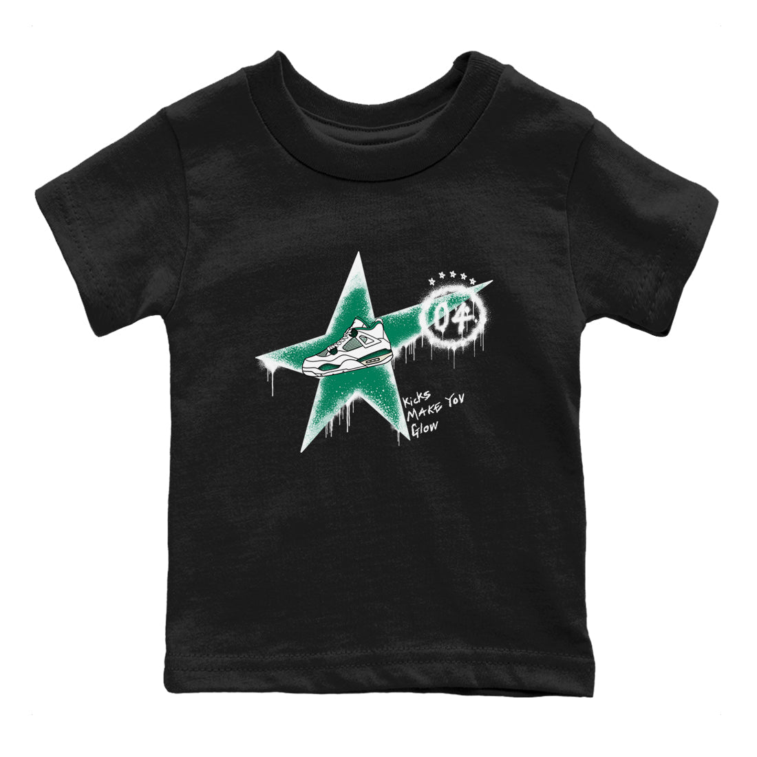 4s Oxidized Green shirts to match jordans Kicks Make You Glow sneaker match tees Air Jordan 4 Oxidized Green Drip Gear Zone streetwear brand Baby and Youth Black 2 cotton tee