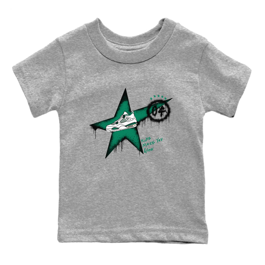 4s Oxidized Green shirts to match jordans Kicks Make You Glow sneaker match tees Air Jordan 4 Oxidized Green Drip Gear Zone streetwear brand Baby and Youth Heather Grey 2 cotton tee
