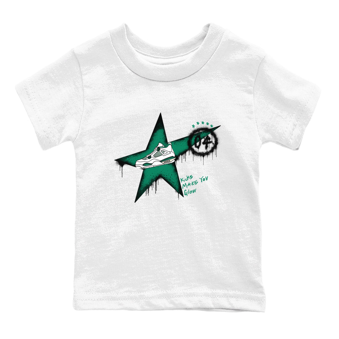 4s Oxidized Green shirts to match jordans Kicks Make You Glow sneaker match tees Air Jordan 4 Oxidized Green Drip Gear Zone streetwear brand Baby and Youth White 2 cotton tee