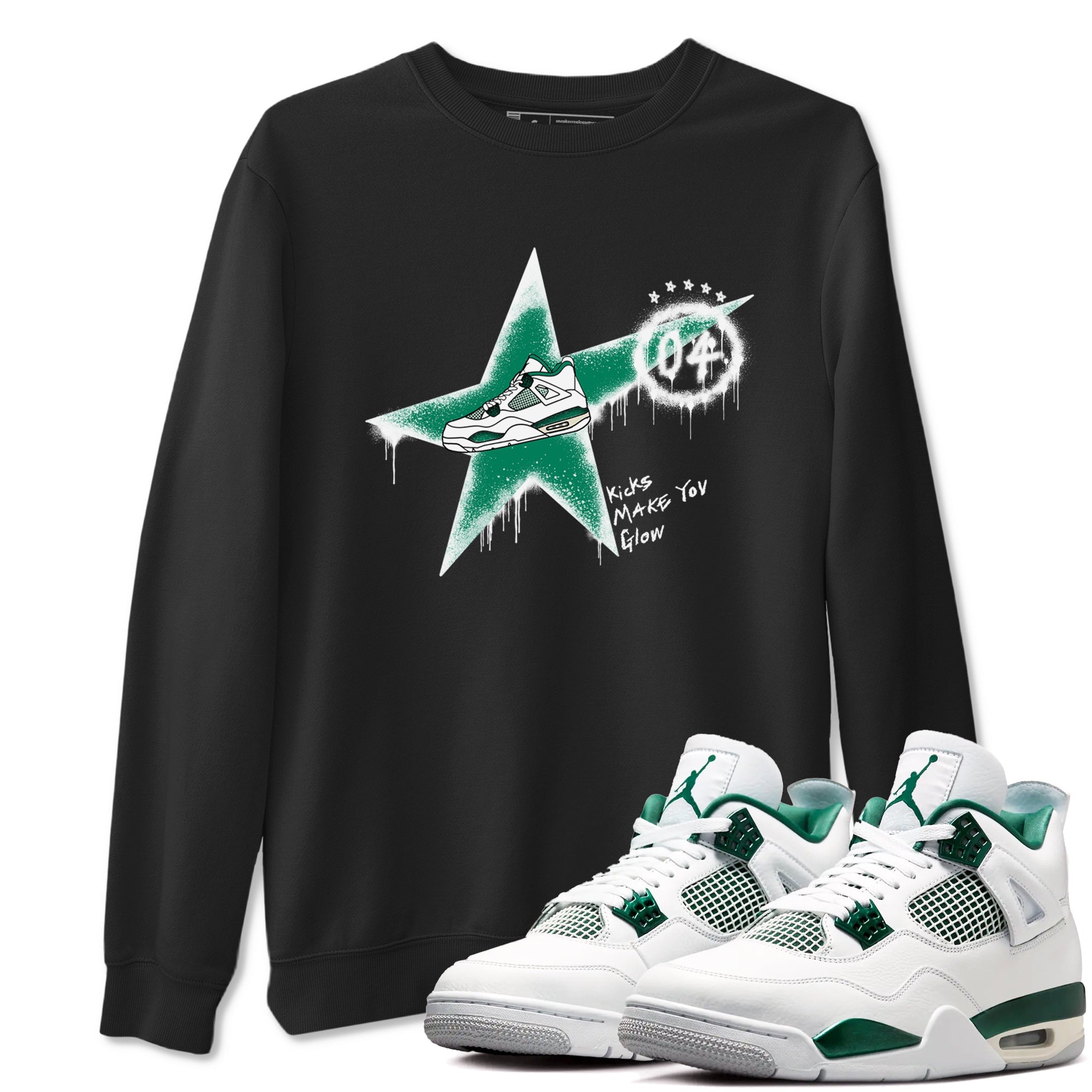 4s Oxidized Green shirts to match jordans Kicks Make You Glow sneaker match tees Air Jordan 4 Oxidized Green Drip Gear Zone streetwear brand Black 1 unisex cotton tee