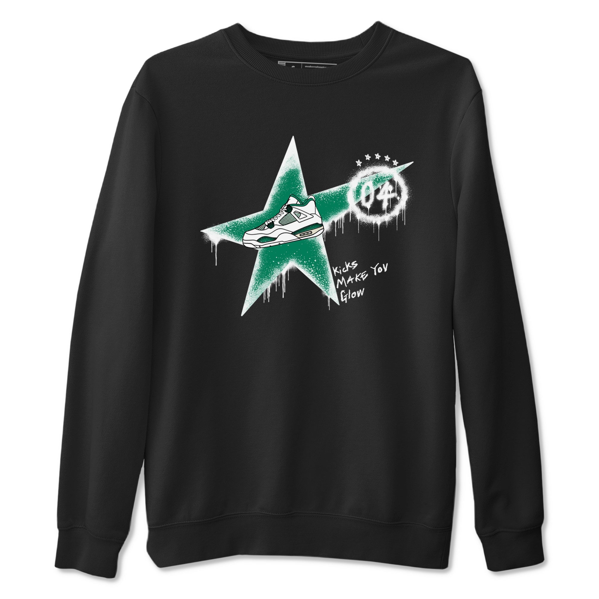 4s Oxidized Green shirts to match jordans Kicks Make You Glow sneaker match tees Air Jordan 4 Oxidized Green Drip Gear Zone streetwear brand Black 2 unisex cotton tee