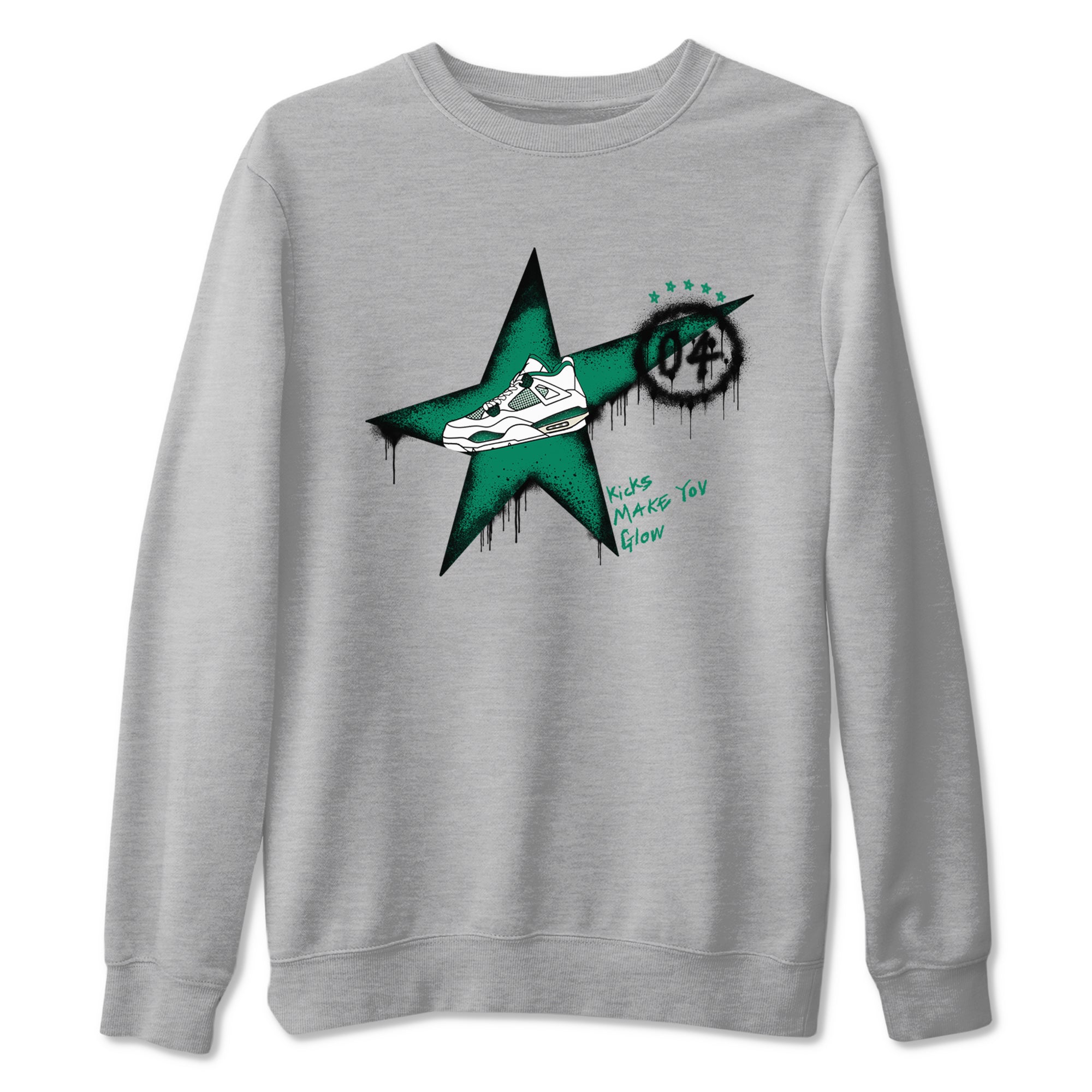 4s Oxidized Green shirts to match jordans Kicks Make You Glow sneaker match tees Air Jordan 4 Oxidized Green Drip Gear Zone streetwear brand Heather Grey 2 unisex cotton tee