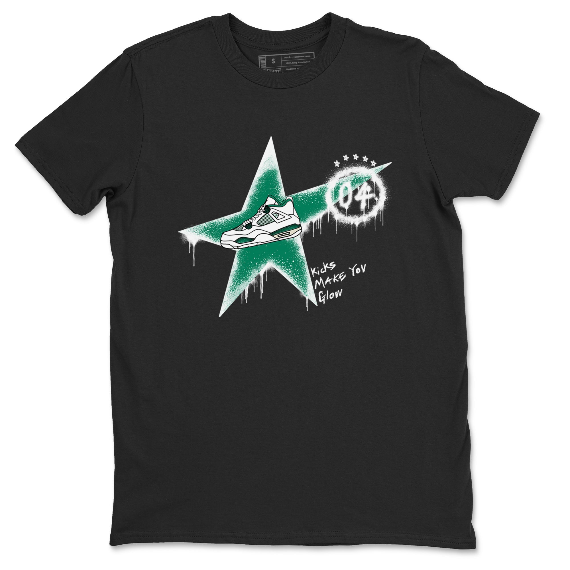 4s Oxidized Green shirts to match jordans Kicks Make You Glow sneaker match tees Air Jordan 4 Oxidized Green Drip Gear Zone streetwear brand Black 2 unisex cotton tee