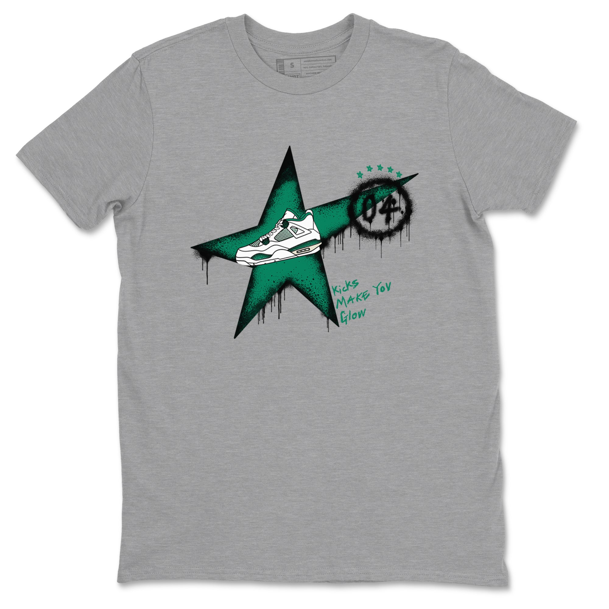 4s Oxidized Green shirts to match jordans Kicks Make You Glow sneaker match tees Air Jordan 4 Oxidized Green Drip Gear Zone streetwear brand Heather Grey 2 unisex cotton tee