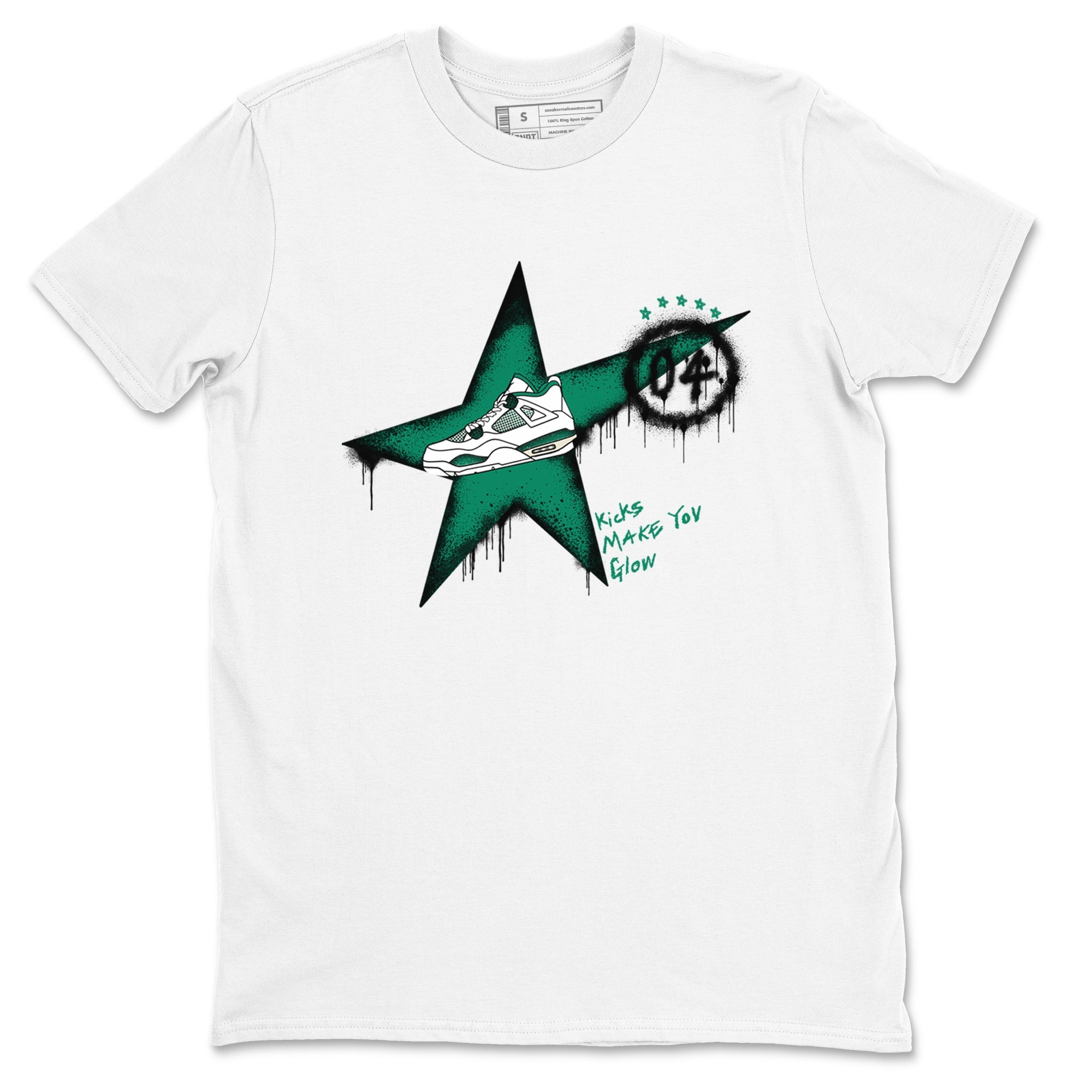 4s Oxidized Green shirts to match jordans Kicks Make You Glow sneaker match tees Air Jordan 4 Oxidized Green Drip Gear Zone streetwear brand White 2 unisex cotton tee
