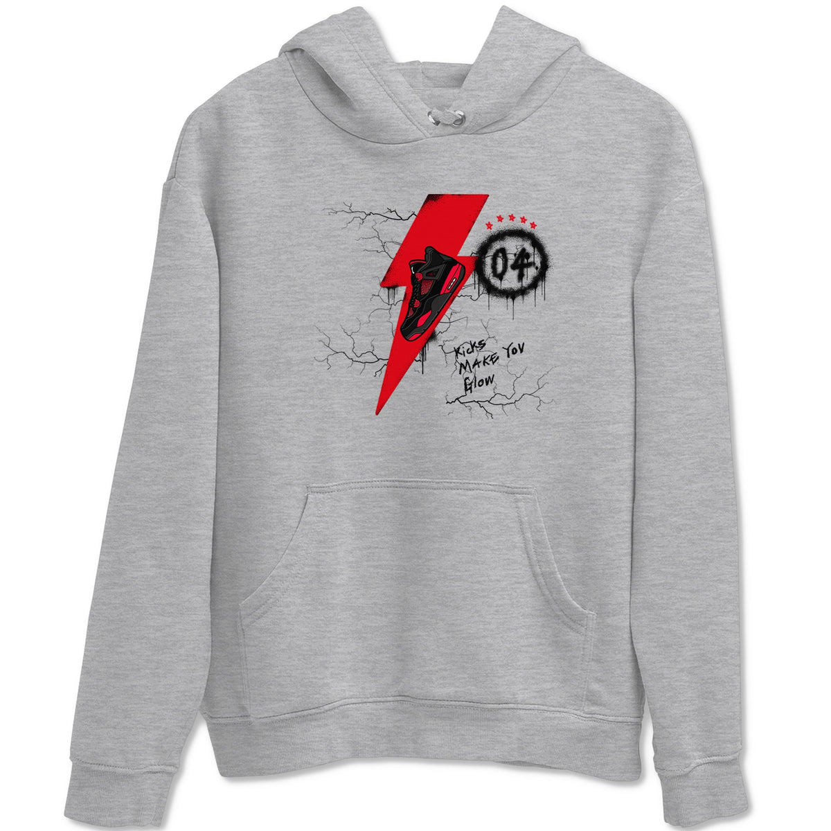 4s Red Thunder shirts to match jordans Kicks Make You Glow sneaker match tees Air Jordan 4 Red Thunder Drip Gear Zone streetwear brand Heather Grey 2 unisex cotton tee