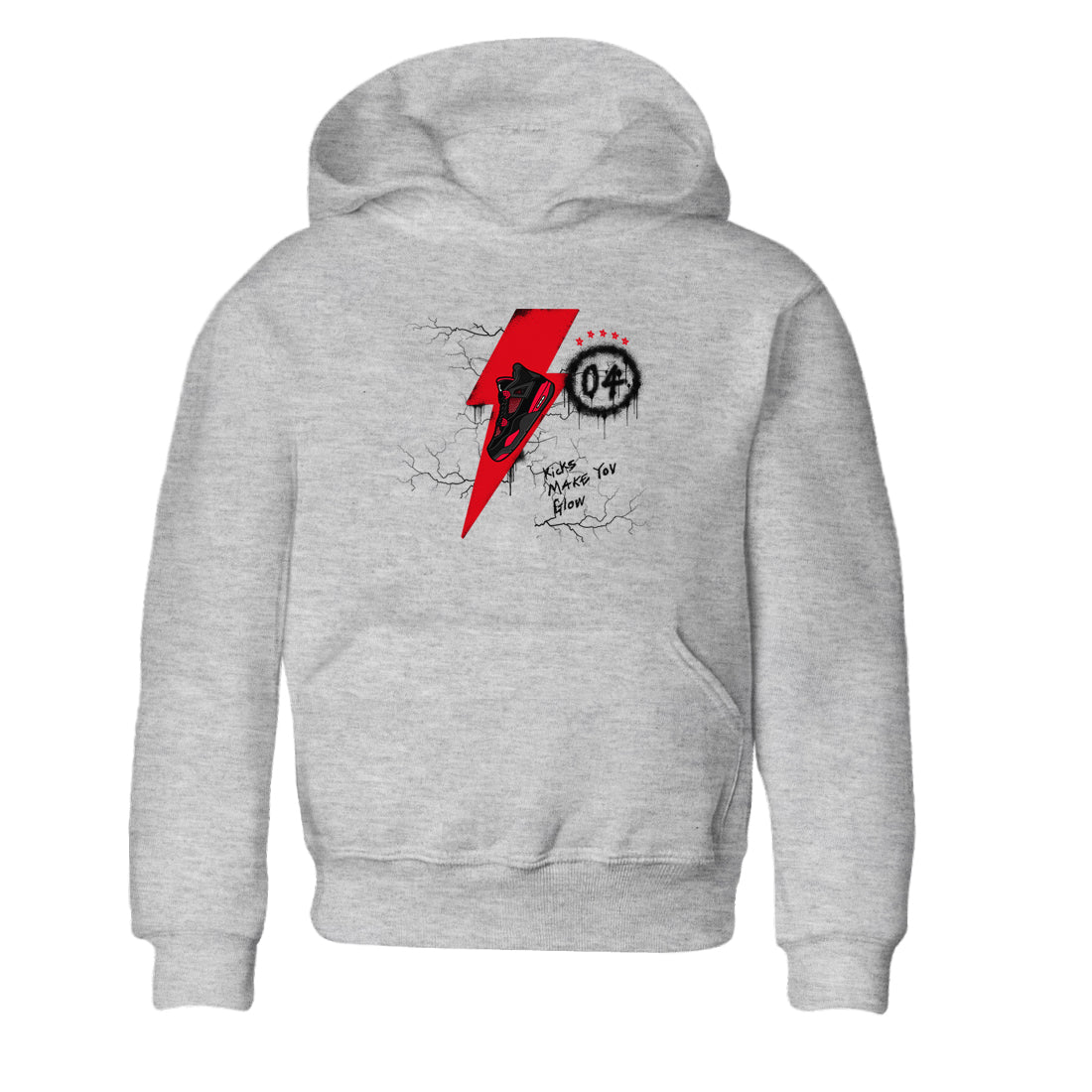 4s Red Thunder shirts to match jordans Kicks Make You Glow sneaker match tees Air Jordan 4 Red Thunder Drip Gear Zone streetwear brand Baby and Youth Heather Grey 2 cotton tee