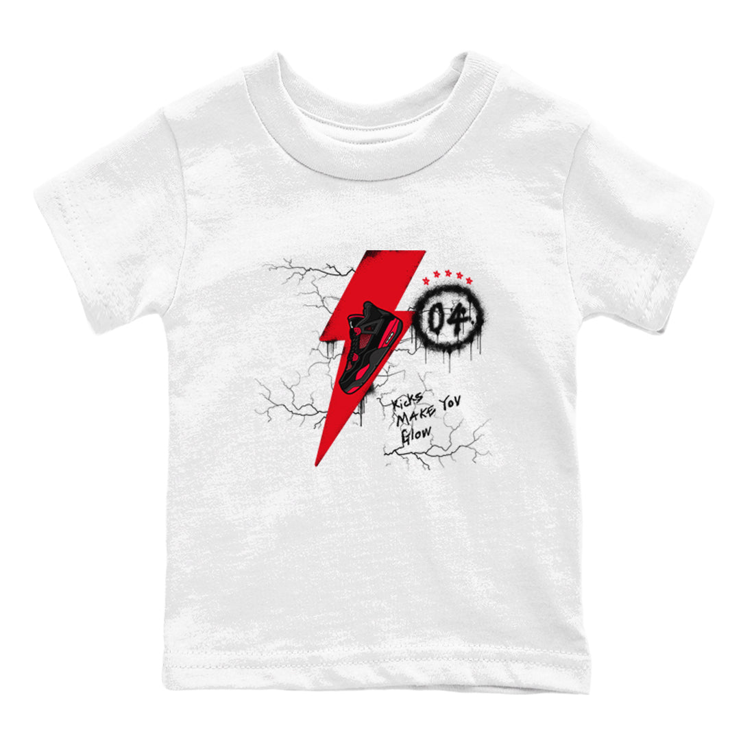4s Red Thunder shirts to match jordans Kicks Make You Glow sneaker match tees Air Jordan 4 Red Thunder Drip Gear Zone streetwear brand Baby and Youth White 2 cotton tee