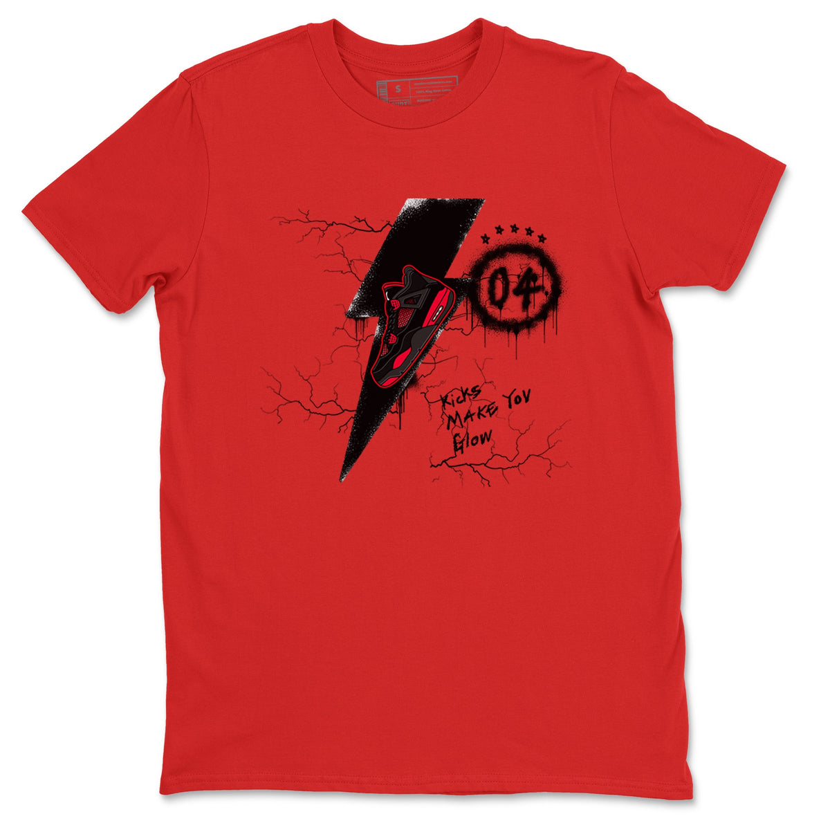 4s Red Thunder shirts to match jordans Kicks Make You Glow sneaker match tees Air Jordan 4 Red Thunder Drip Gear Zone streetwear brand Red 2 unisex cotton tee