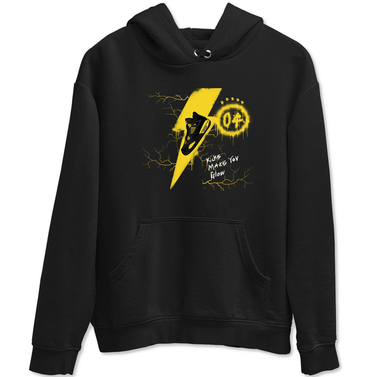 AJ4 Thunder shirts to match jordans Kicks Make You Glow sneaker match tees Air Jordan 4 Thunder Drip Gear Zone streetwear brand Black 2 unisex cotton tee