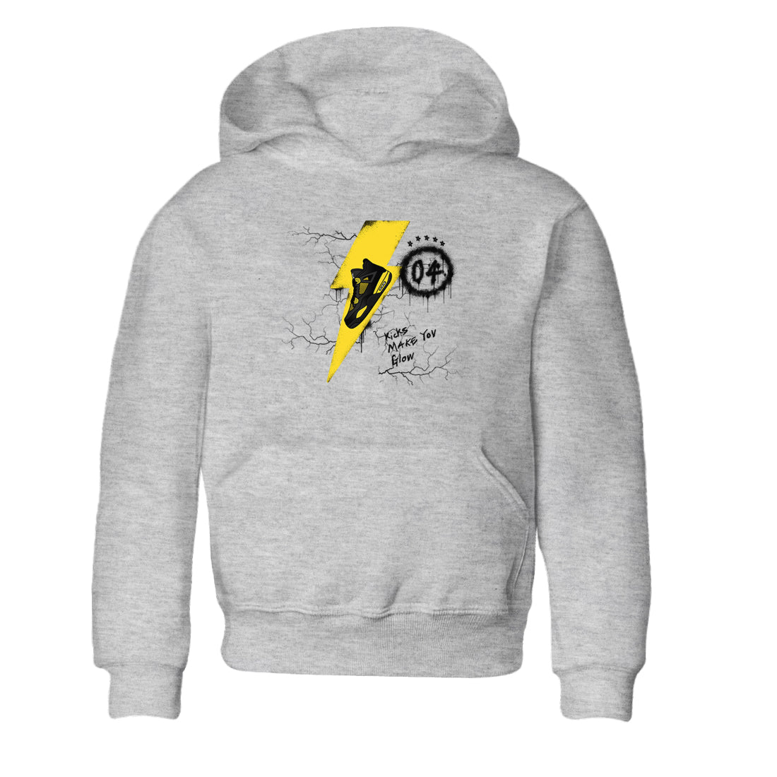 AJ4 Thunder shirts to match jordans Kicks Make You Glow sneaker match tees Air Jordan 4 Thunder Drip Gear Zone streetwear brand Baby and Youth Heather Grey 2 cotton tee