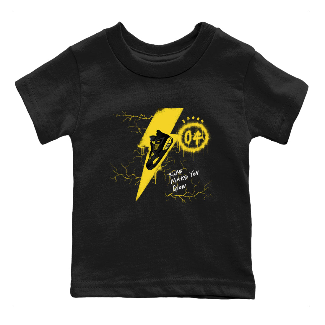 AJ4 Thunder shirts to match jordans Kicks Make You Glow sneaker match tees Air Jordan 4 Thunder Drip Gear Zone streetwear brand Baby and Youth Black 2 cotton tee