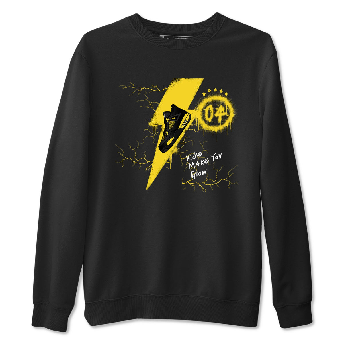 AJ4 Thunder shirts to match jordans Kicks Make You Glow sneaker match tees Air Jordan 4 Thunder Drip Gear Zone streetwear brand Black 2 unisex cotton tee