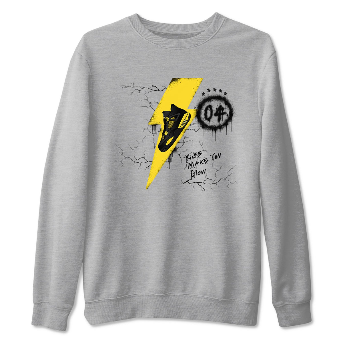 AJ4 Thunder shirts to match jordans Kicks Make You Glow sneaker match tees Air Jordan 4 Thunder Drip Gear Zone streetwear brand Heather Grey 2 unisex cotton tee