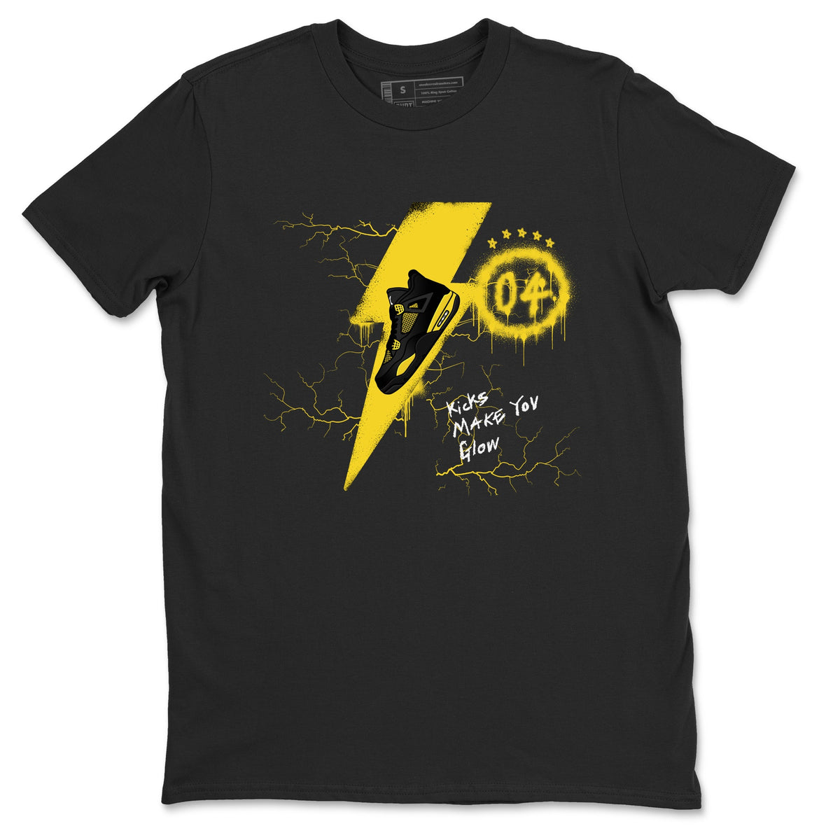 AJ4 Thunder shirts to match jordans Kicks Make You Glow sneaker match tees Air Jordan 4 Thunder Drip Gear Zone streetwear brand Black 2 unisex cotton tee