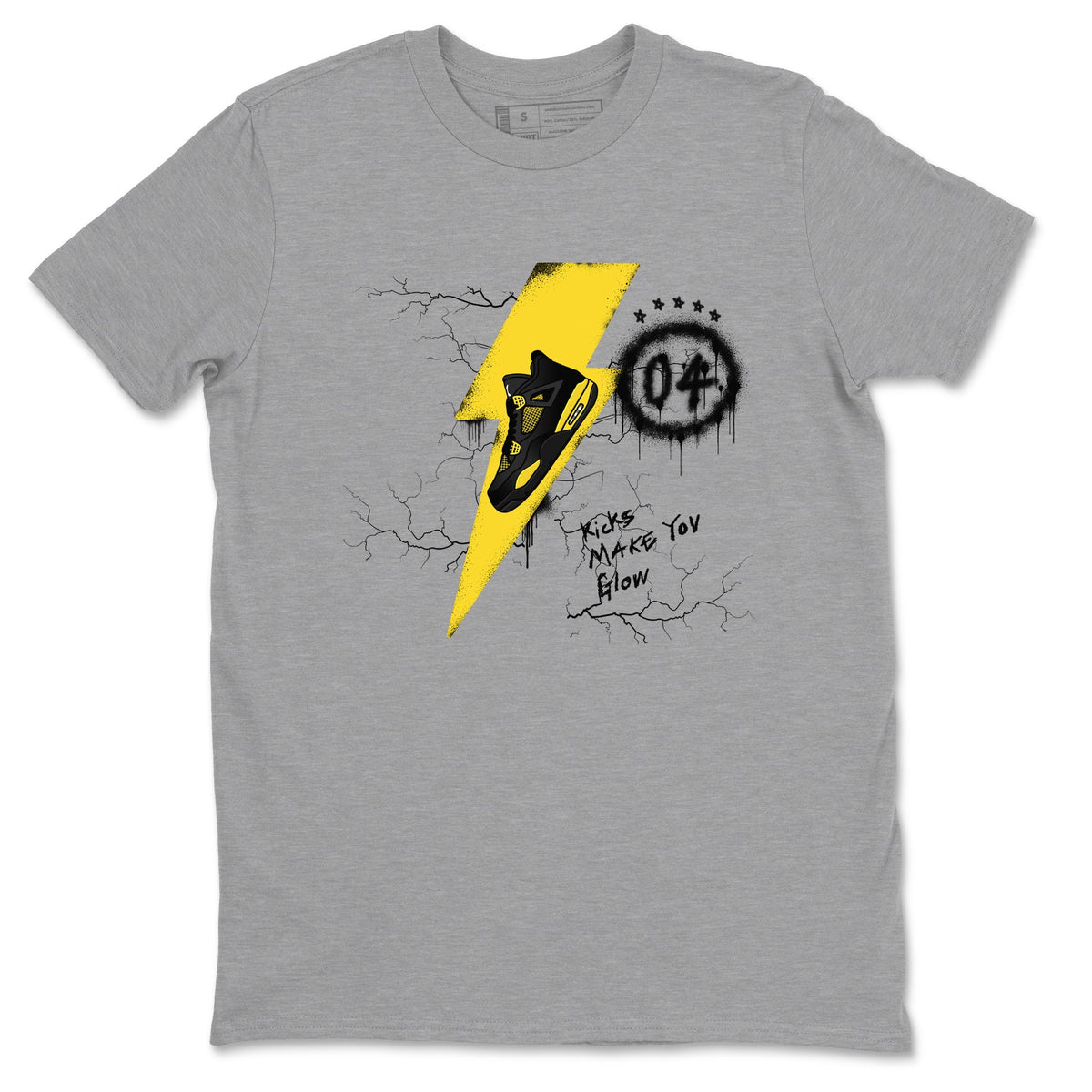 AJ4 Thunder shirts to match jordans Kicks Make You Glow sneaker match tees Air Jordan 4 Thunder Drip Gear Zone streetwear brand Heather Grey 2 unisex cotton tee