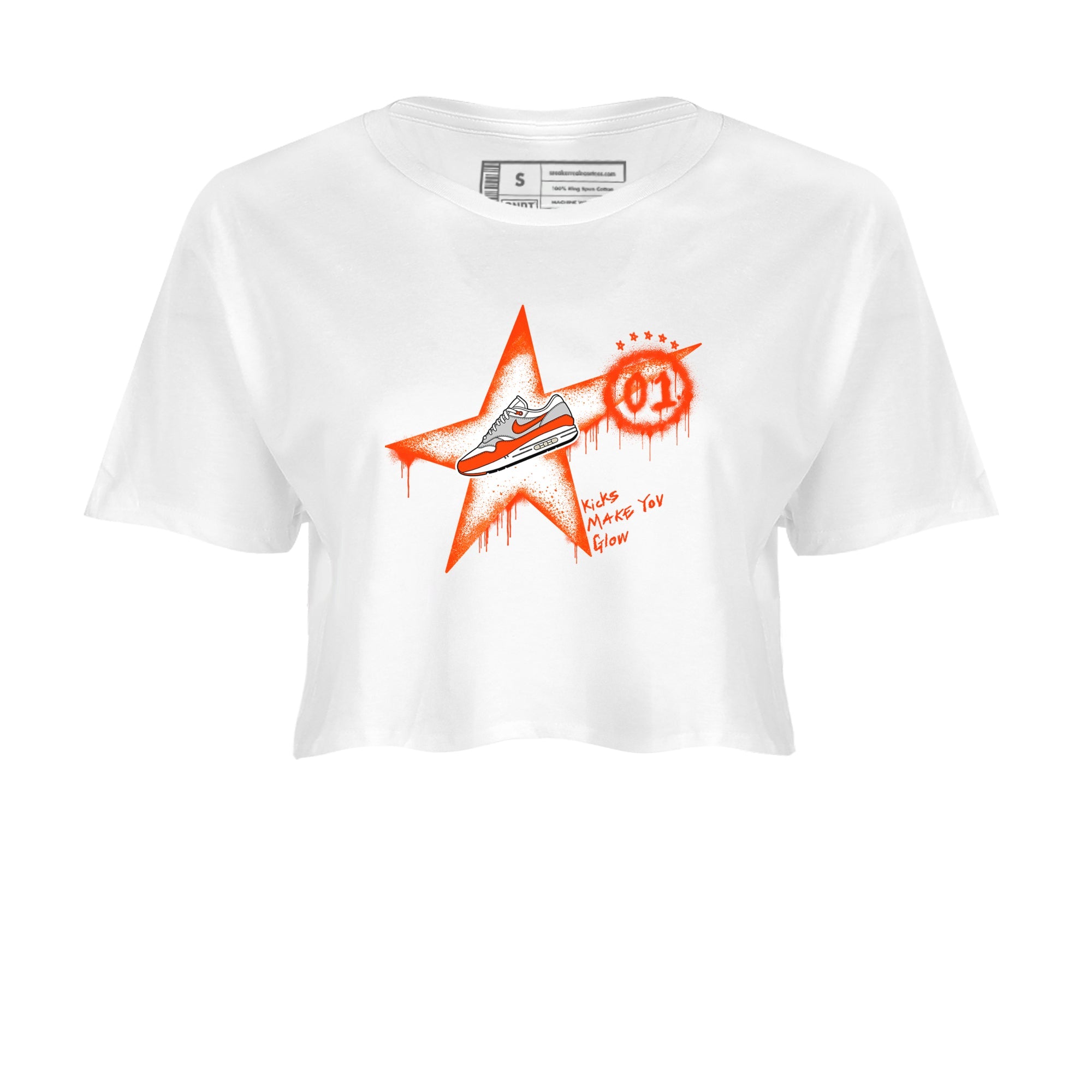 Air Max 1 OG '86 'Summit White and Cosmic Clay shirts to match jordans Kicks Make You Glow sneaker match tees Air Max 1 Cosmic Clay match shoes to clothes Drip Gear Zone unisex cotton White 2 crop tee