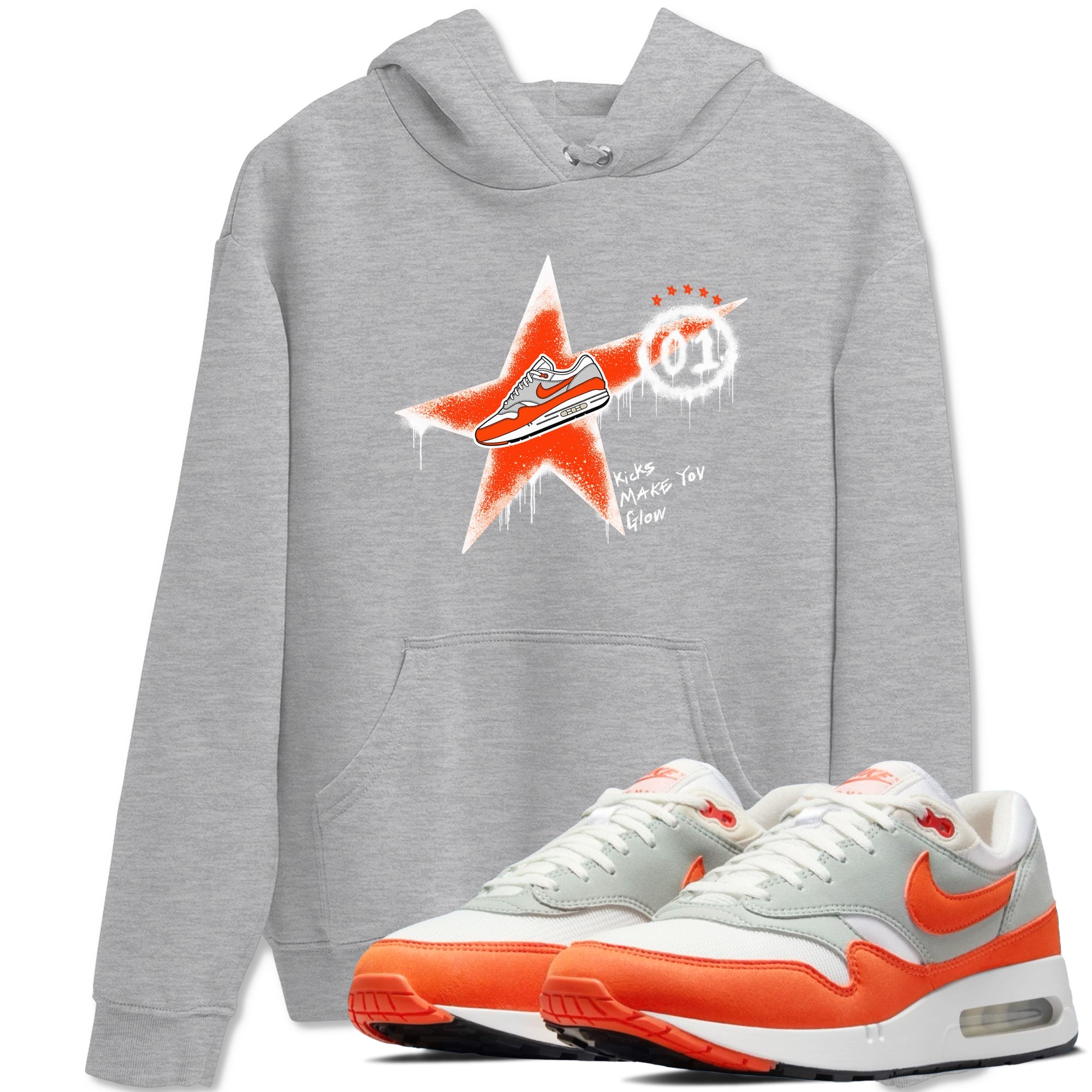 Air Max 1 OG '86 'Summit White and Cosmic Clay shirts to match jordans Kicks Make You Glow sneaker match tees Air Max 1 Cosmic Clay match shoes to clothes Drip Gear Zone unisex cotton Heather Grey 1 shirts