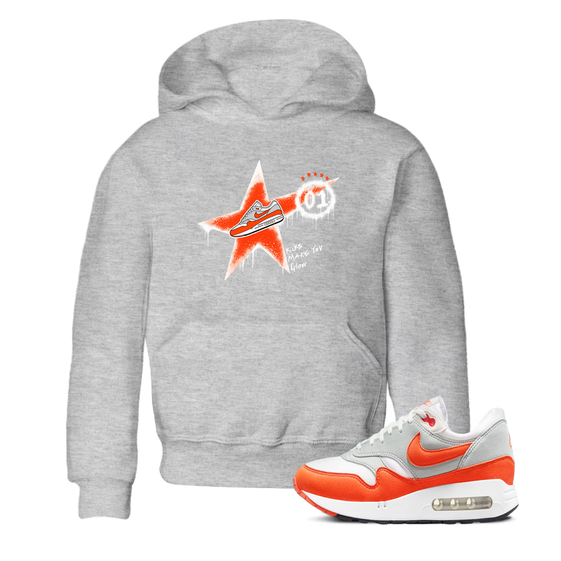 Air Max 1 OG '86 'Summit White and Cosmic Clay shirts to match jordans Kicks Make You Glow sneaker match tees Air Max 1 Cosmic Clay match shoes to clothes Drip Gear Zone Youth Baby Heather Grey 1 tee