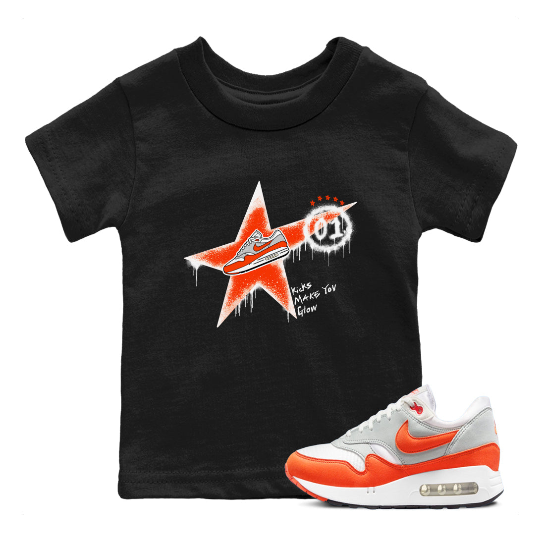 Air Max 1 OG '86 'Summit White and Cosmic Clay shirts to match jordans Kicks Make You Glow sneaker match tees Air Max 1 Cosmic Clay match shoes to clothes Drip Gear Zone Youth Baby Black 1 tee
