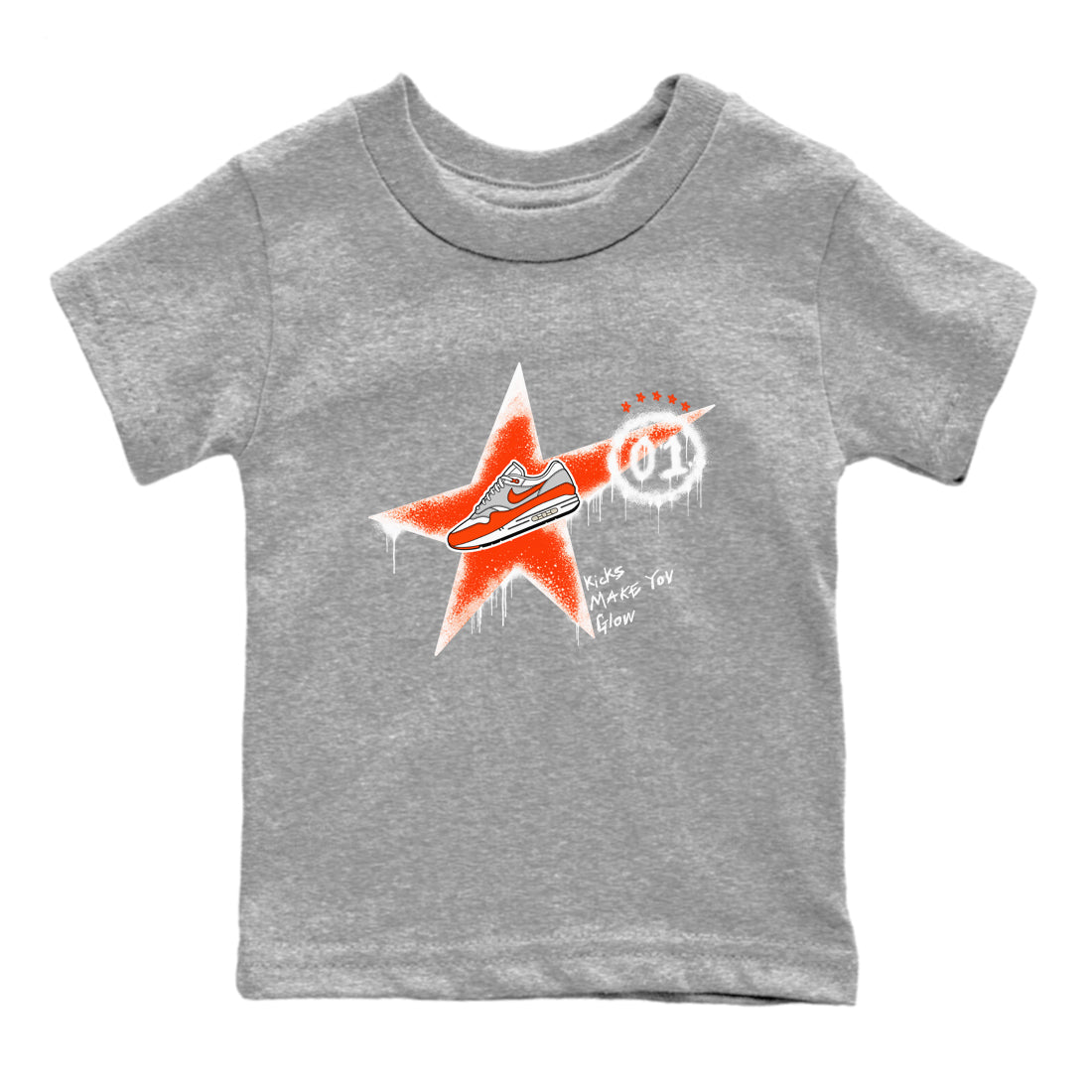 Air Max 1 OG '86 'Summit White and Cosmic Clay shirts to match jordans Kicks Make You Glow sneaker match tees Air Max 1 Cosmic Clay match shoes to clothes Drip Gear Zone Youth Baby Heather Grey 2 tee