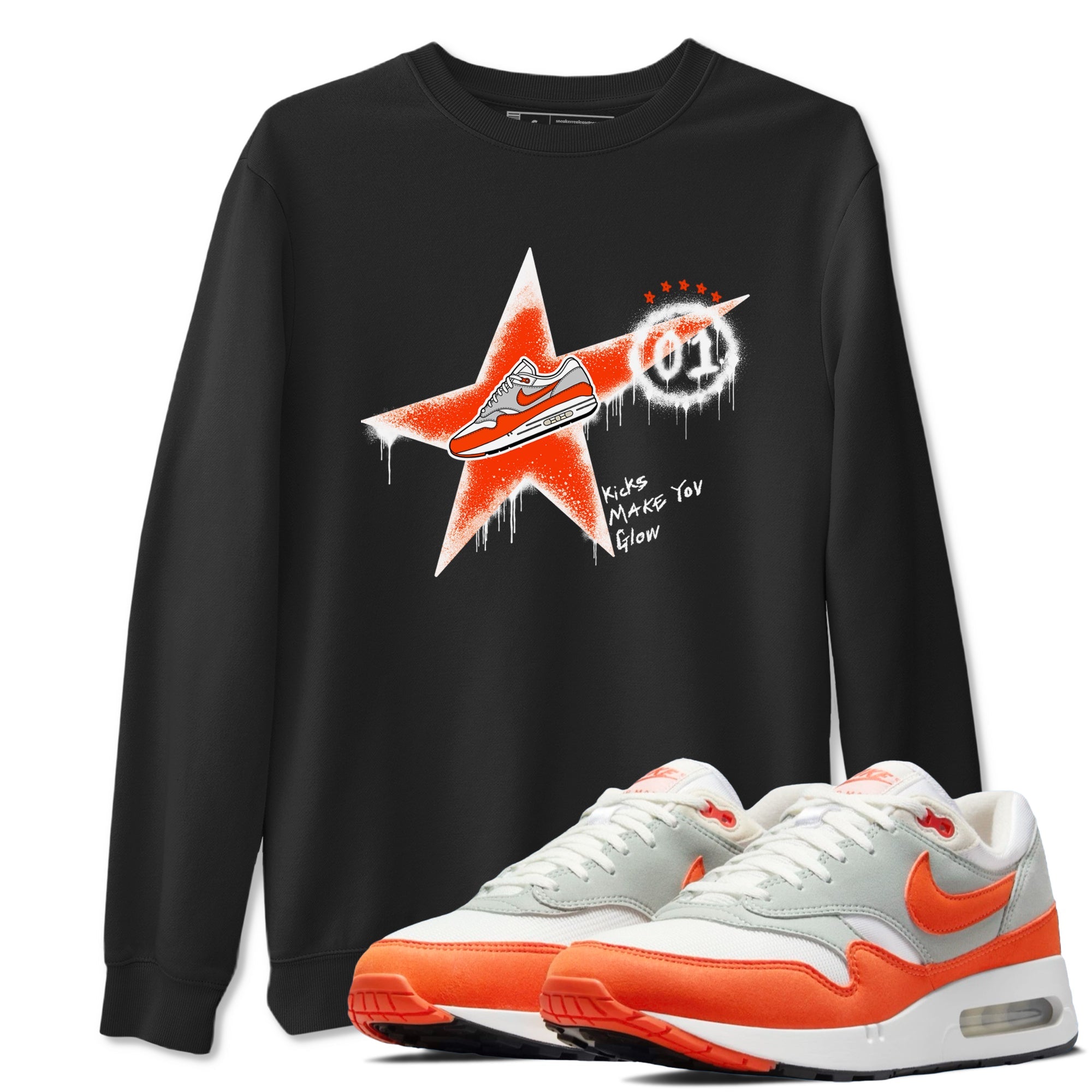 Air Max 1 OG '86 'Summit White and Cosmic Clay shirts to match jordans Kicks Make You Glow sneaker match tees Air Max 1 Cosmic Clay match shoes to clothes Drip Gear Zone unisex cotton Black 1 shirts