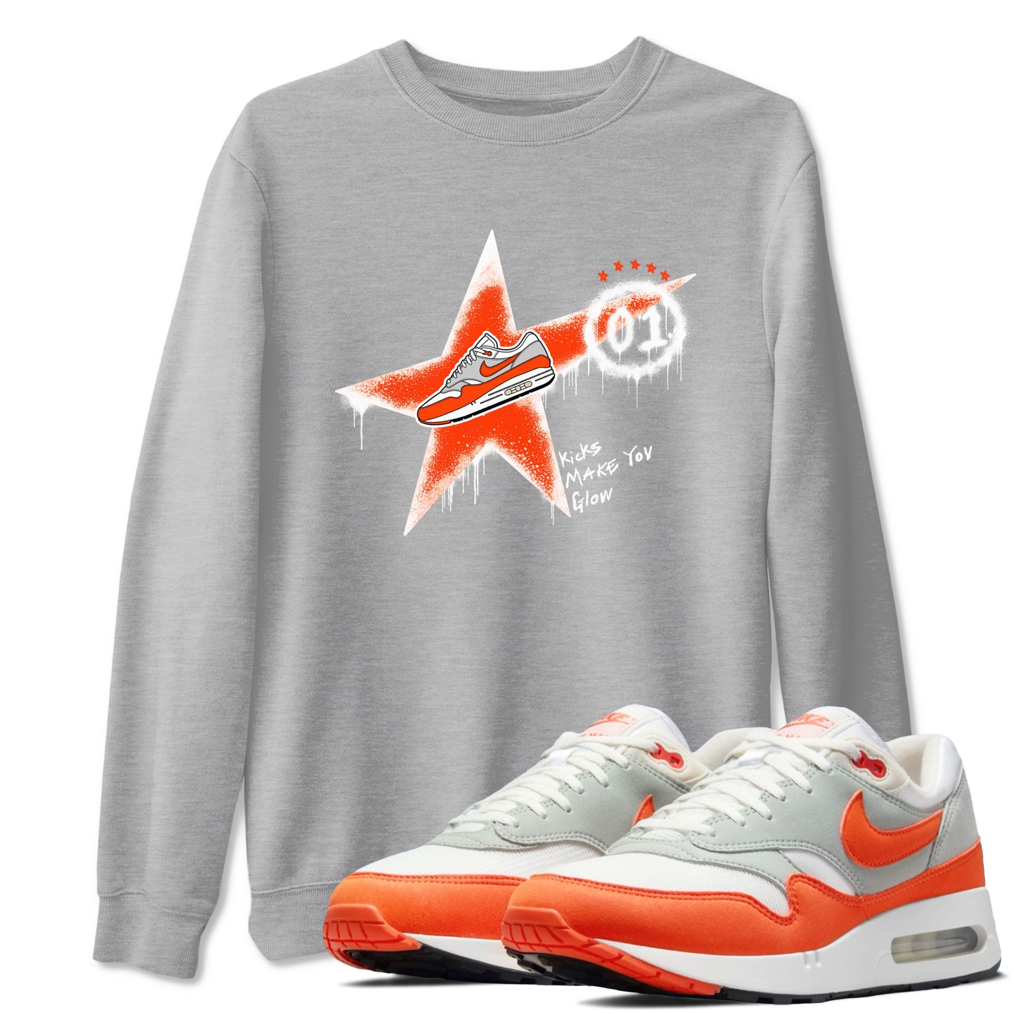 Air Max 1 OG '86 'Summit White and Cosmic Clay shirts to match jordans Kicks Make You Glow sneaker match tees Air Max 1 Cosmic Clay match shoes to clothes Drip Gear Zone unisex cotton Heather Grey 1 shirts