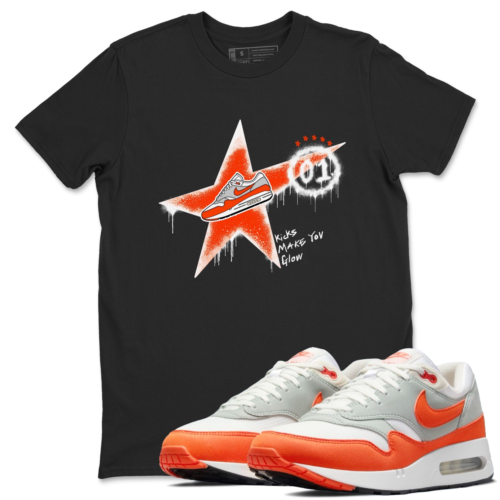 Air Max 1 OG '86 'Summit White and Cosmic Clay shirts to match jordans Kicks Make You Glow sneaker match tees Air Max 1 Cosmic Clay match shoes to clothes Drip Gear Zone unisex cotton Black 1 shirts