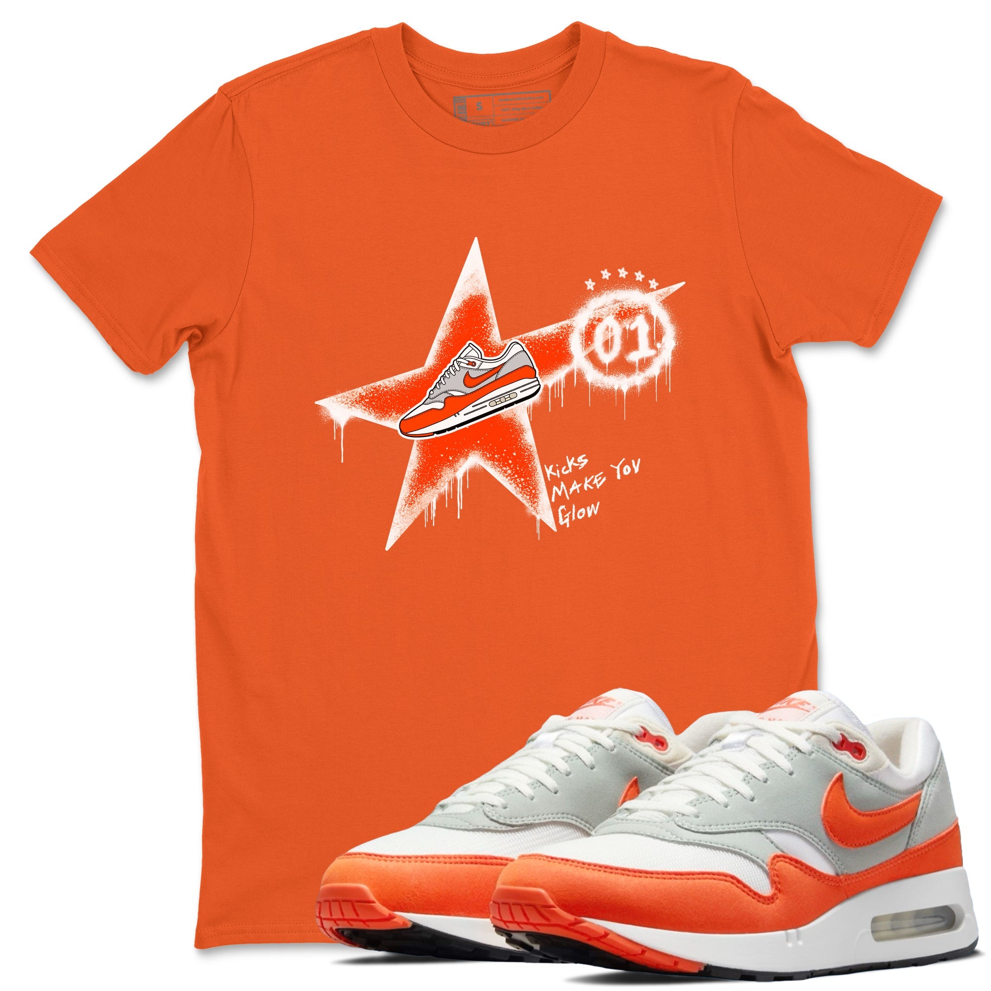 Air Max 1 OG '86 'Summit White and Cosmic Clay shirts to match jordans Kicks Make You Glow sneaker match tees Air Max 1 Cosmic Clay match shoes to clothes Drip Gear Zone unisex cotton Orange 1 shirts