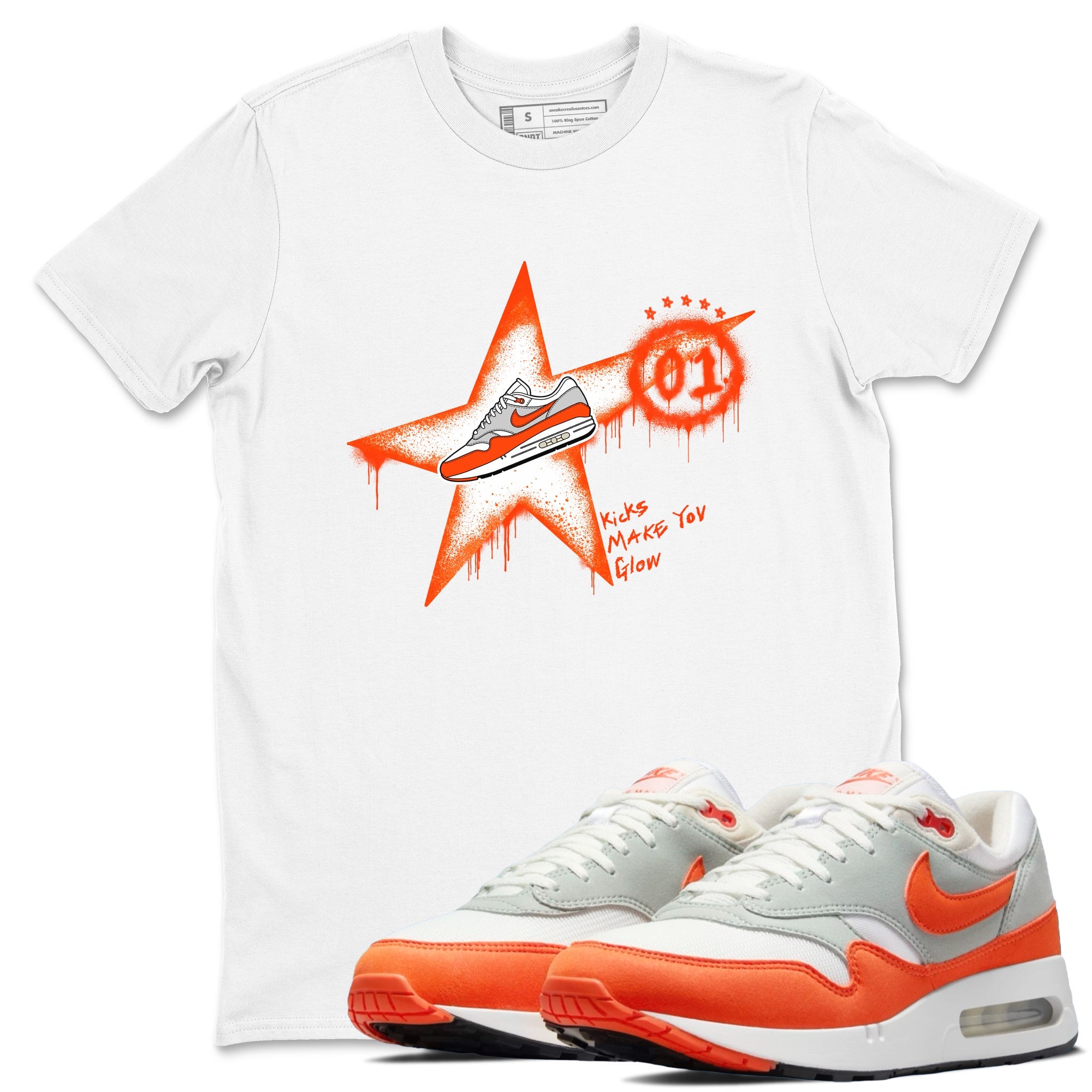 Air Max 1 OG '86 'Summit White and Cosmic Clay shirts to match jordans Kicks Make You Glow sneaker match tees Air Max 1 Cosmic Clay match shoes to clothes Drip Gear Zone unisex cotton White 1 shirts