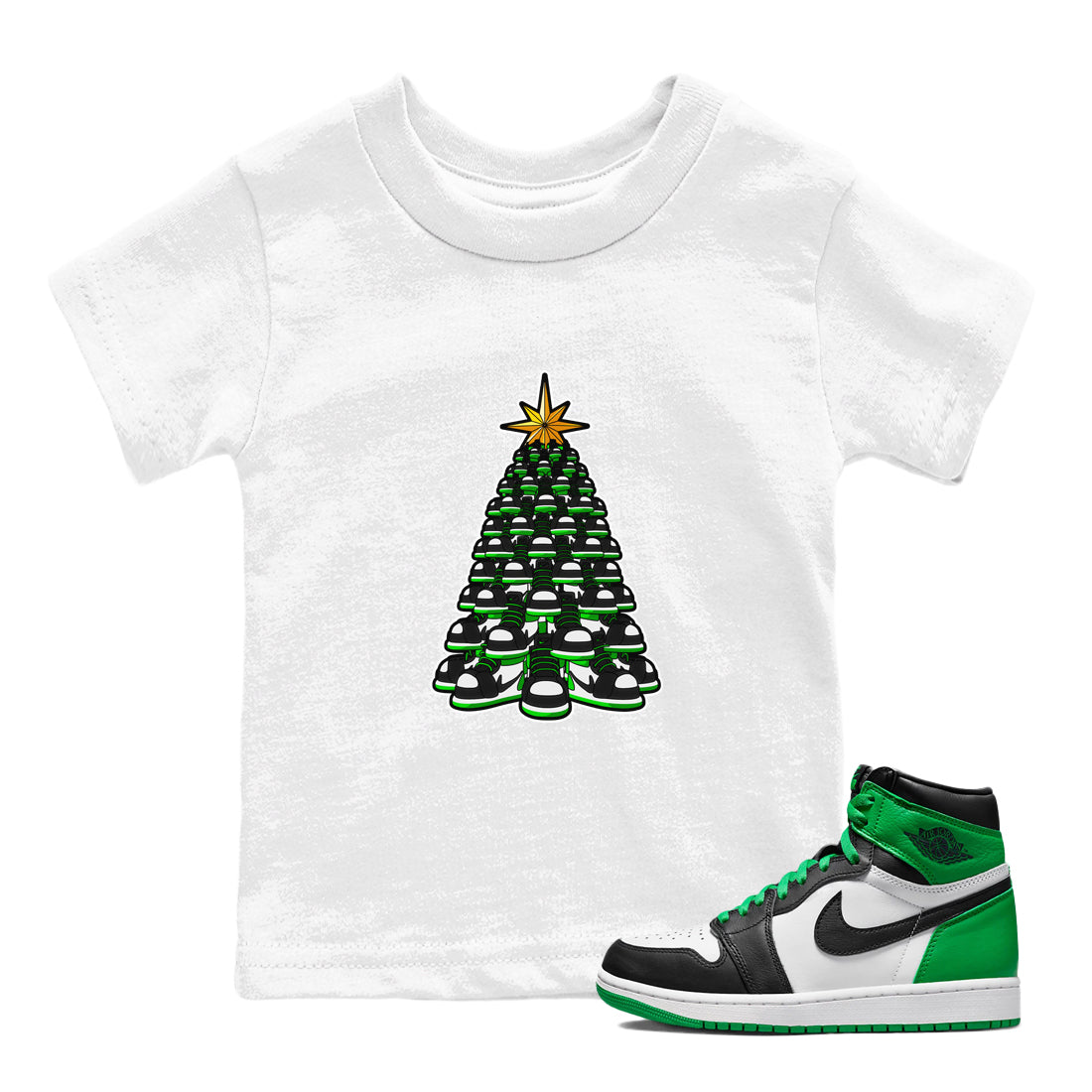 Air Jordan 1 Celtics shirt to match jordans Kicksmas Tree sneaker tees AJ1 Celtics Drip Gear Zone Baby Toddler White 1 T-Shirt