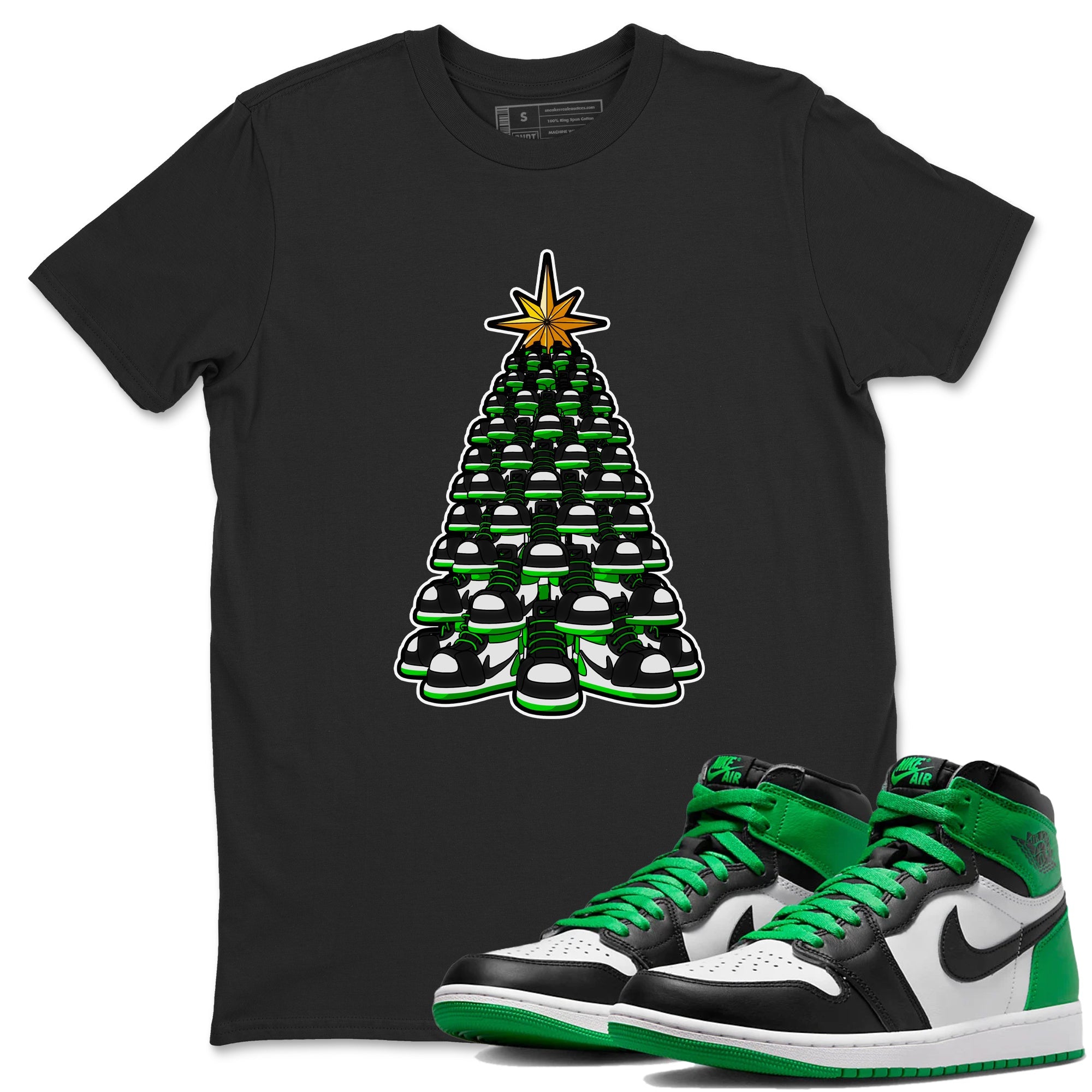 Air Jordan 1 Celtics shirt to match jordans Kicksmas Tree sneaker tees AJ1 Celtics Drip Gear Zone Unisex Black 1 T-Shirt