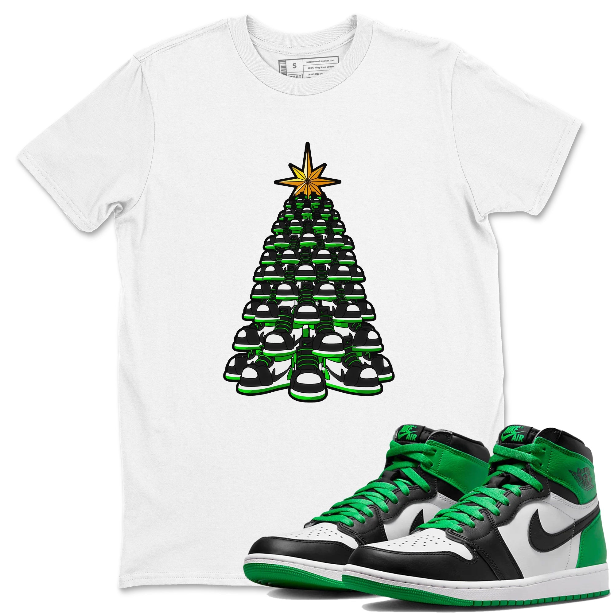 Air Jordan 1 Celtics shirt to match jordans Kicksmas Tree sneaker tees AJ1 Celtics Drip Gear Zone Unisex White 1 T-Shirt