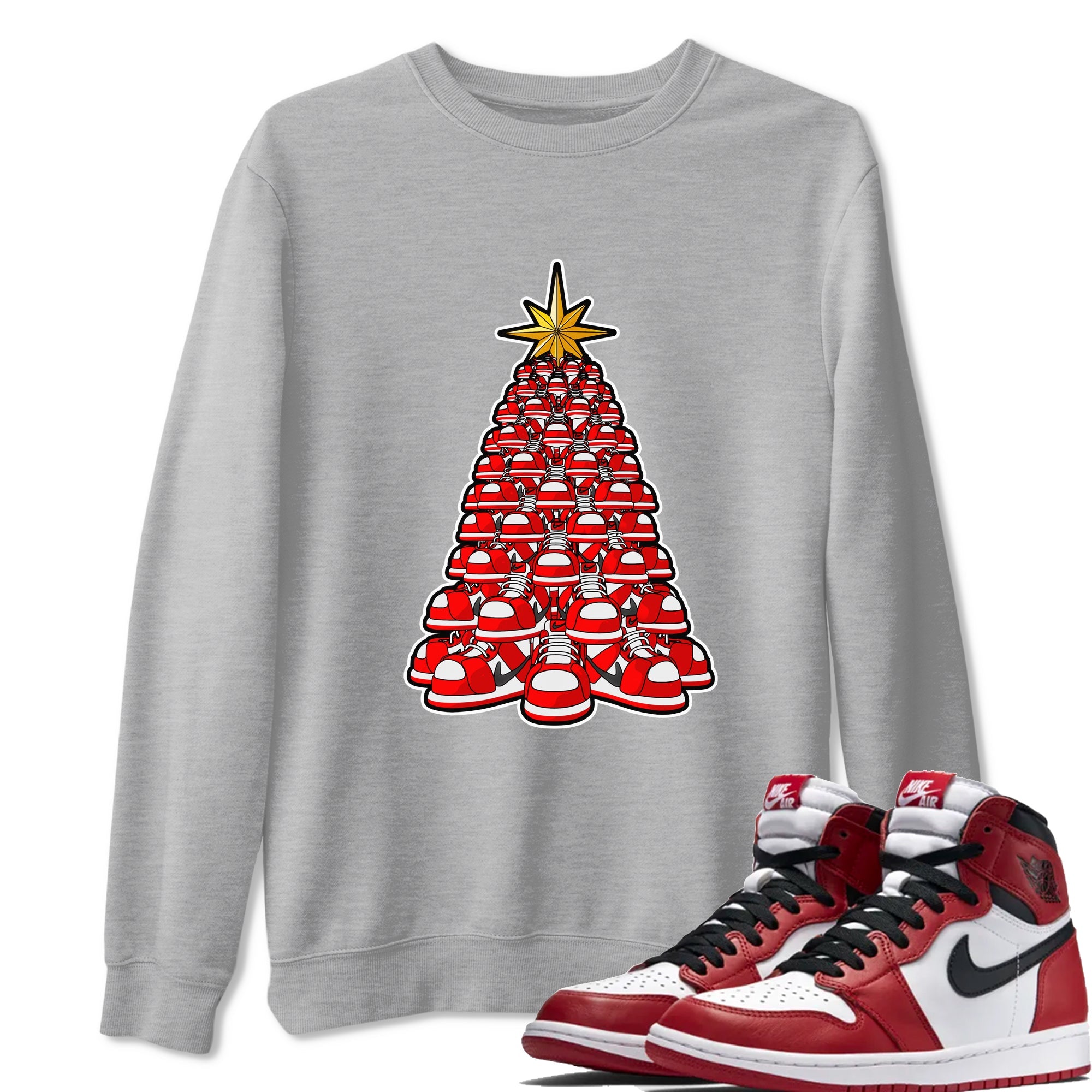 Air Jordan 1 Chicago shirt to match jordans Kicksmas Tree sneaker tees AJ1 Chicago Drip Gear Zone Unisex Heather Grey 1 T-Shirt