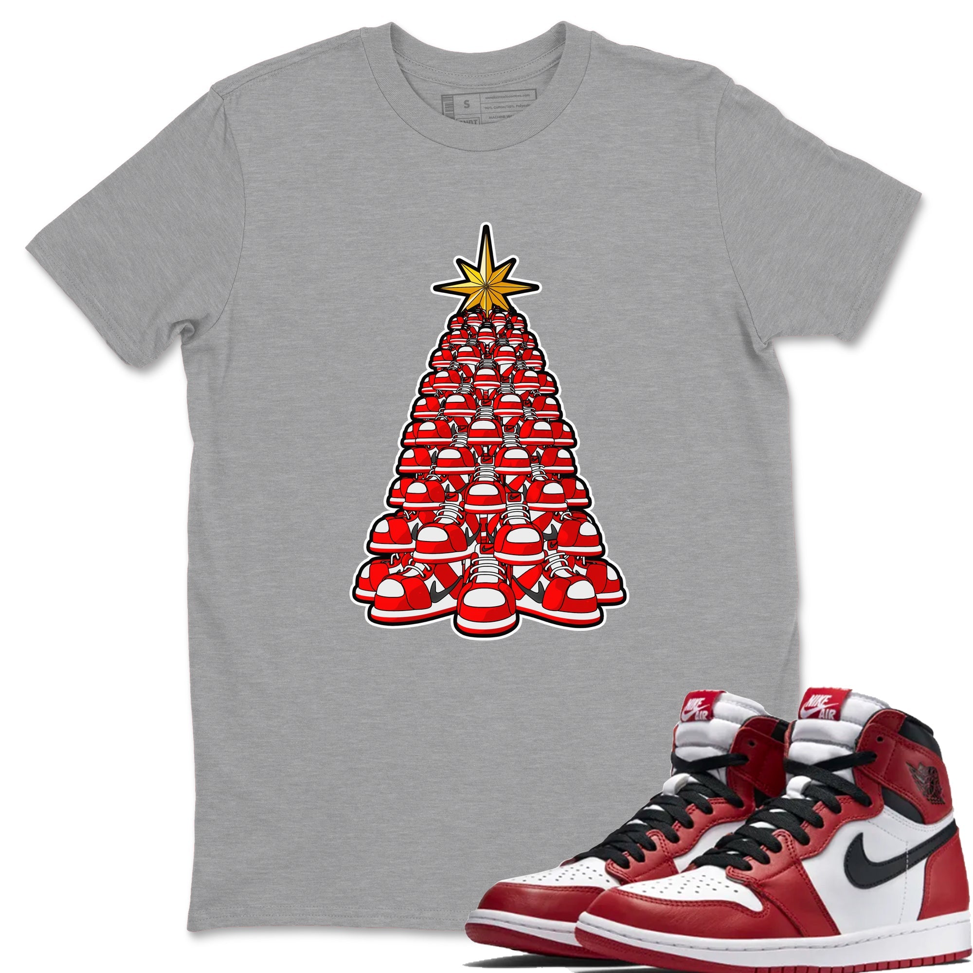 Air Jordan 1 Chicago shirt to match jordans Kicksmas Tree sneaker tees AJ1 Chicago Drip Gear Zone Unisex Heather Grey 1 T-Shirt