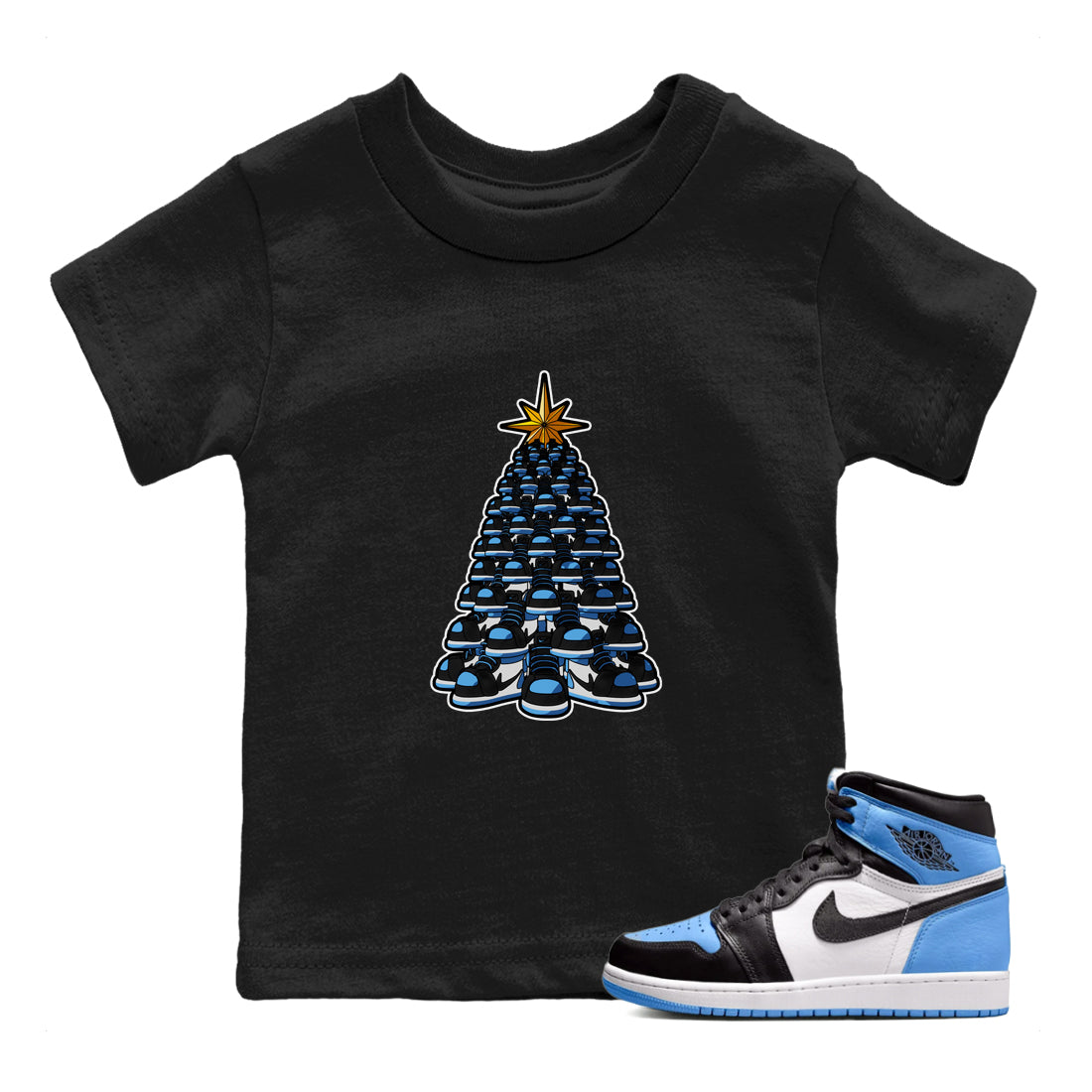 Air Jordan 1 UNC Toe shirt to match jordans Kicksmas Tree sneaker tees AJ1 UNC Toe Drip Gear Zone Baby Toddler Black 1 T-Shirt