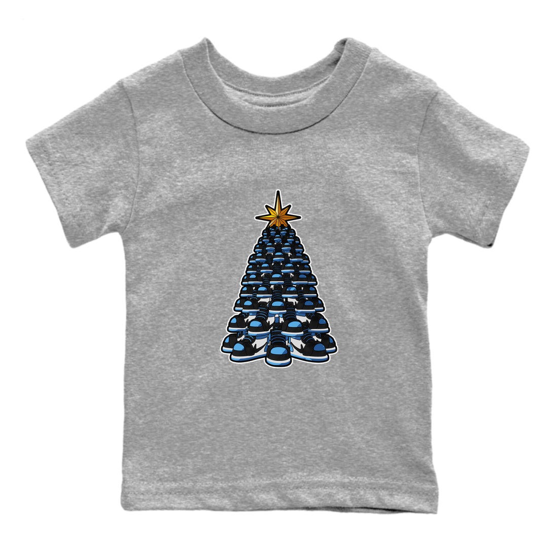 Air Jordan 1 UNC Toe shirt to match jordans Kicksmas Tree sneaker tees AJ1 UNC Toe Drip Gear Zone Baby Toddler Heather Grey 2 T-Shirt