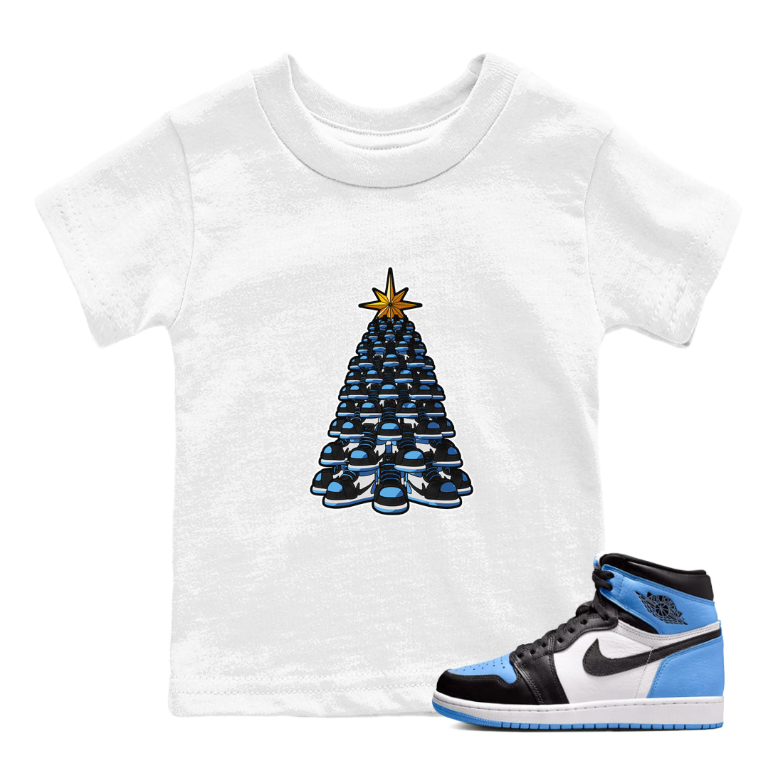 Air Jordan 1 UNC Toe shirt to match jordans Kicksmas Tree sneaker tees AJ1 UNC Toe Drip Gear Zone Baby Toddler White 1 T-Shirt