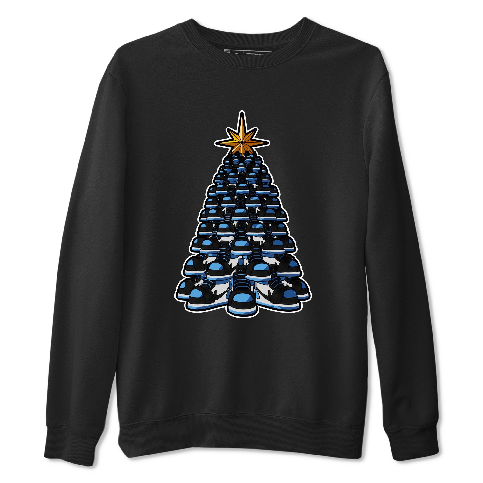 Air Jordan 1 UNC Toe shirt to match jordans Kicksmas Tree sneaker tees AJ1 UNC Toe Drip Gear Zone Unisex Black 2 T-Shirt